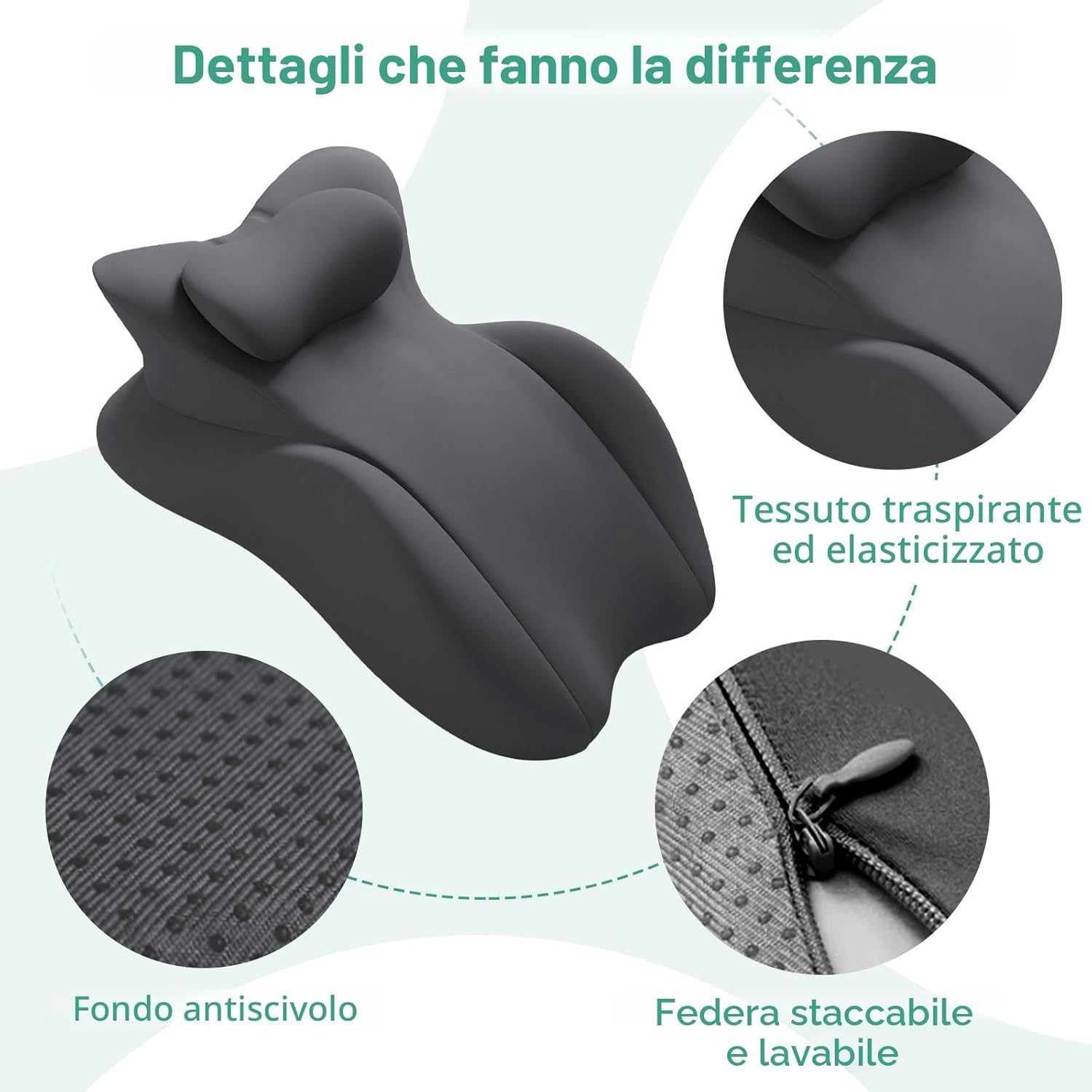 Cuscino a Cuneo in Memory Foam 58cmx38cm - immagine 7