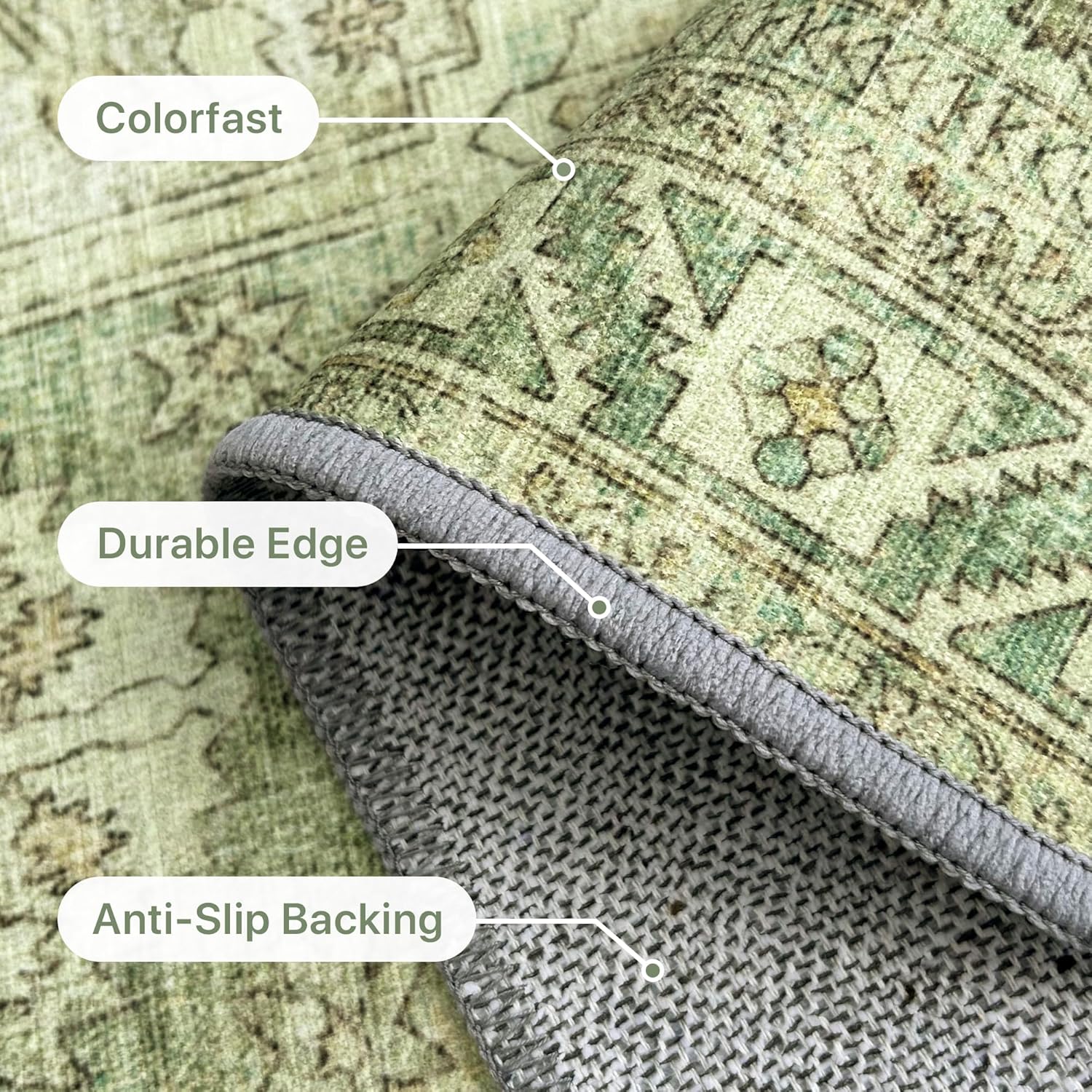 Beimo Tappeto Salotto Moderno 160x230cm, Bambù Verde - immagine 2