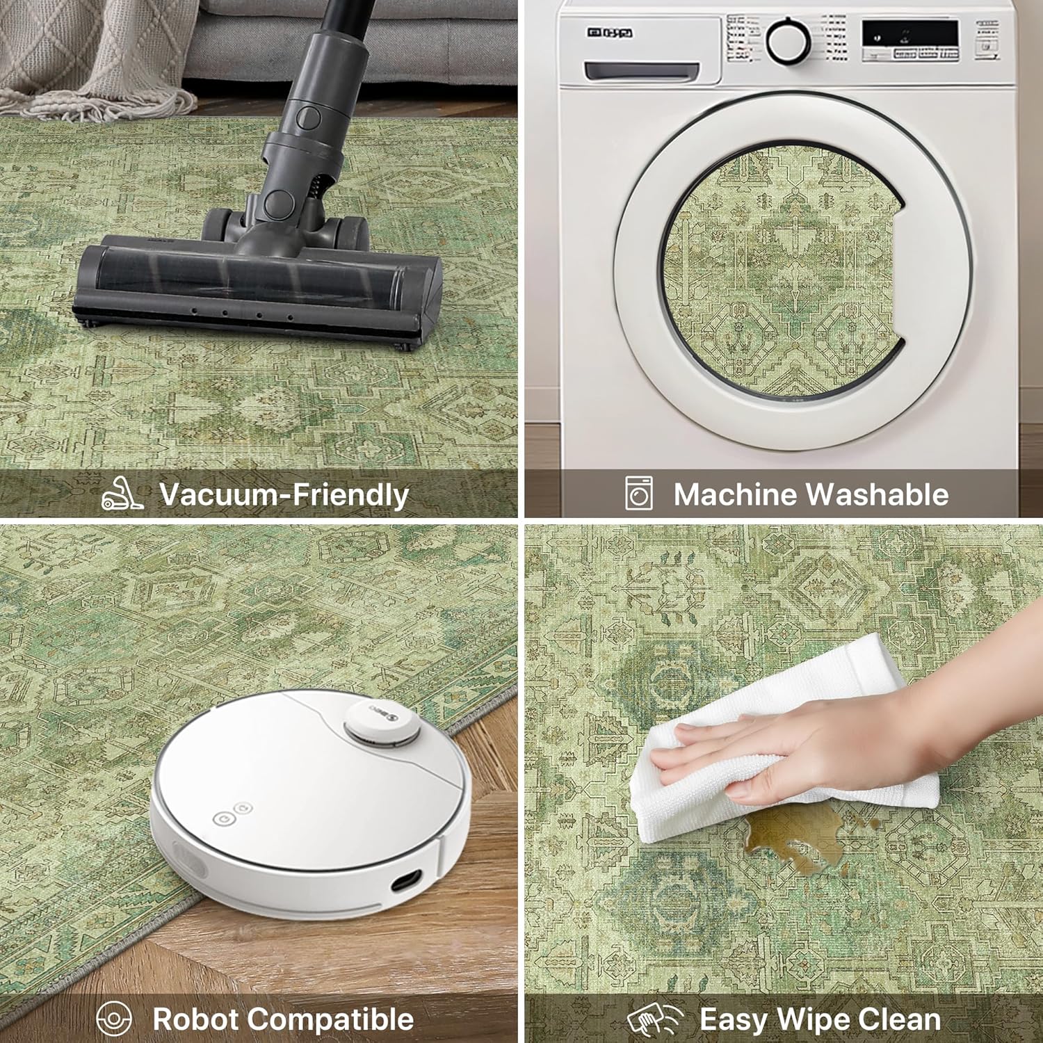 Beimo Tappeto Salotto Moderno 160x230cm, Bambù Verde - immagine 4