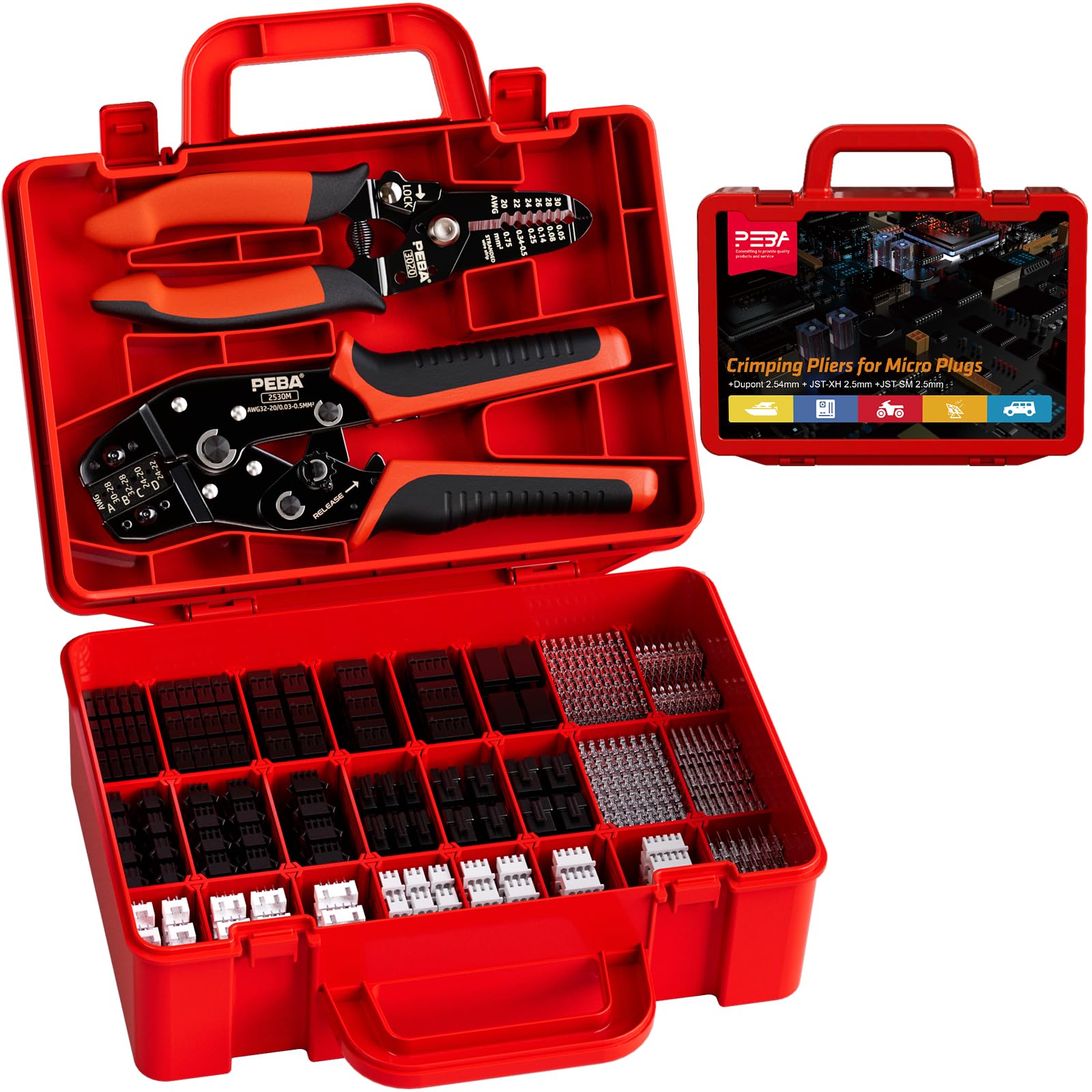 Peba Pinze Crimpare Set con Connettori JST-XH/SM