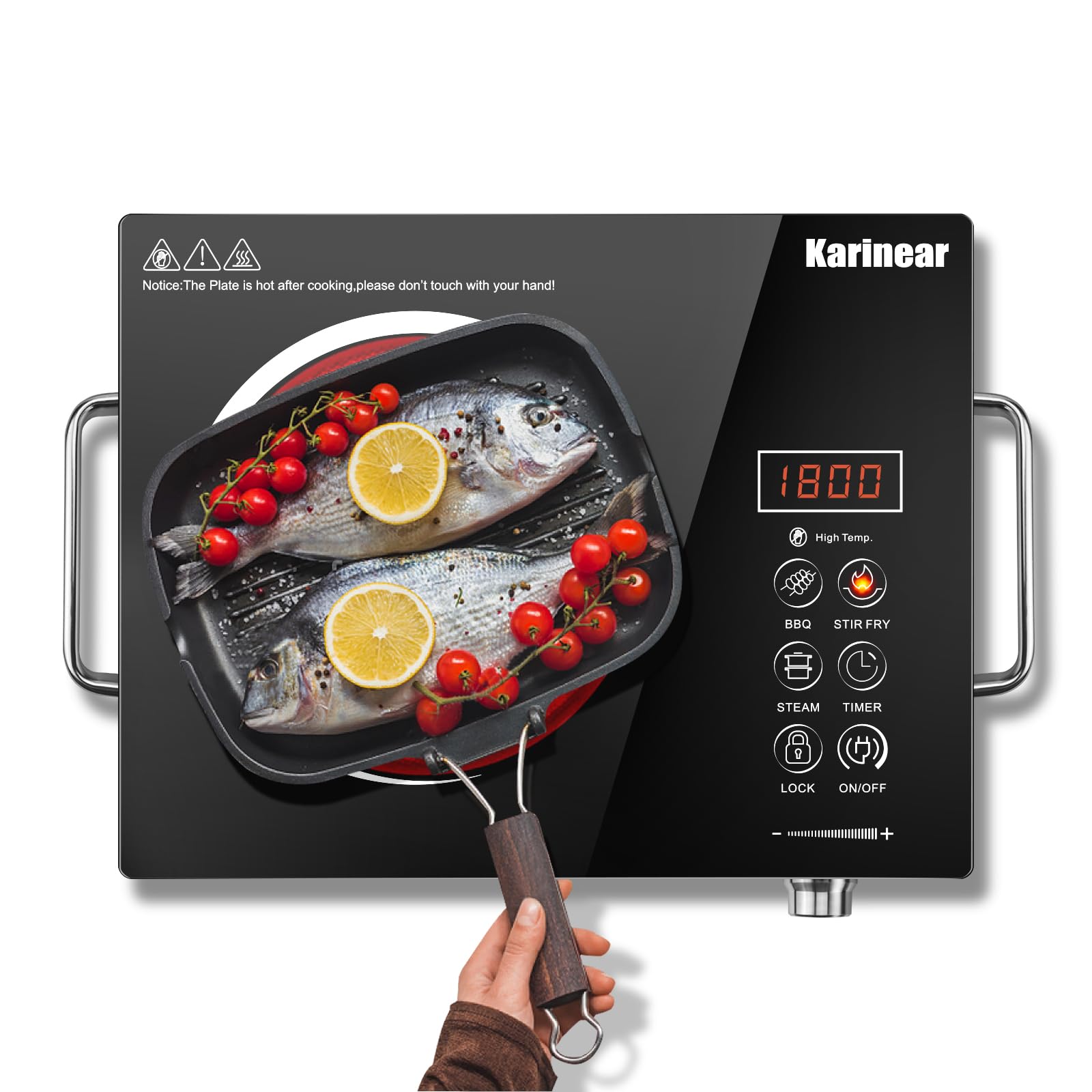 Karinear Piano Cottura Vetroceramica 1 Piastra 2000W