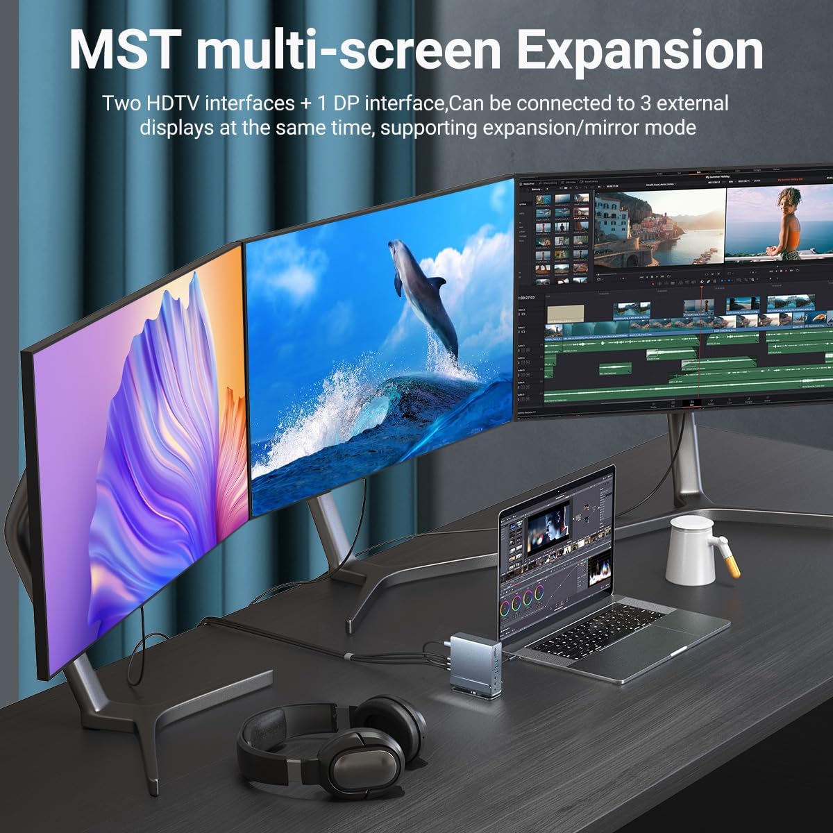 Docking Station USB-C 15-in-1 con Base Girevole - immagine 4