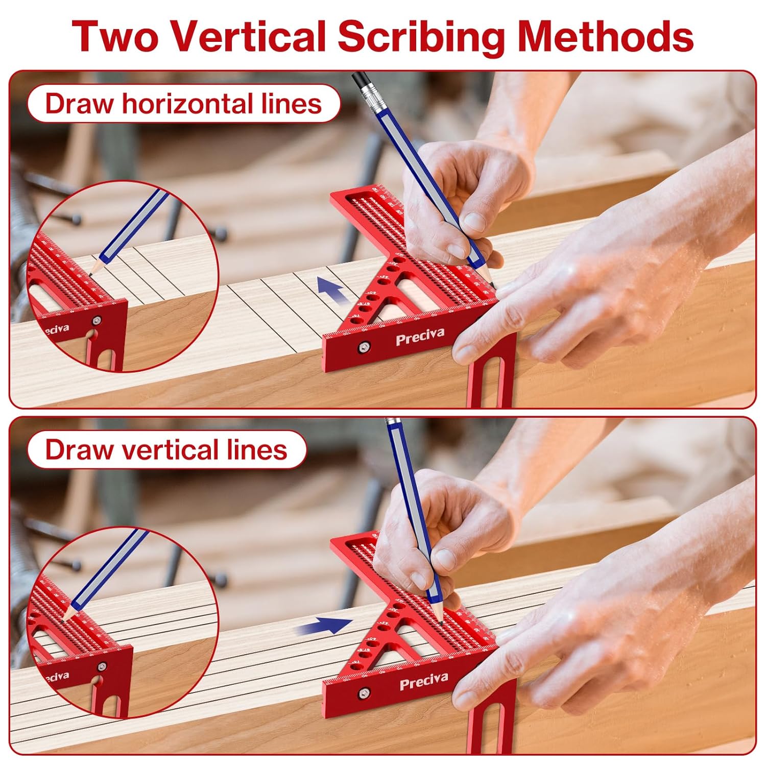 3D Squadra da Falegname con Matita e Blocco Fisso - immagine 5