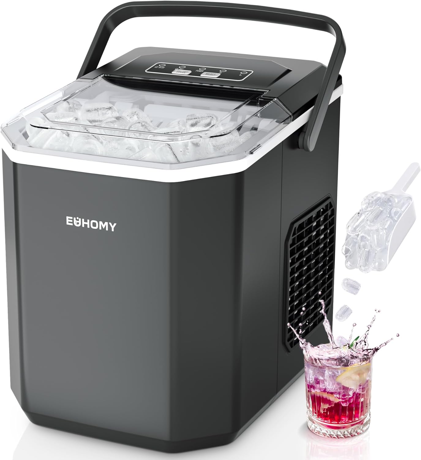 Macchina Ghiaccio 12kg/giorno, 2 Formati, Nero - immagine 1