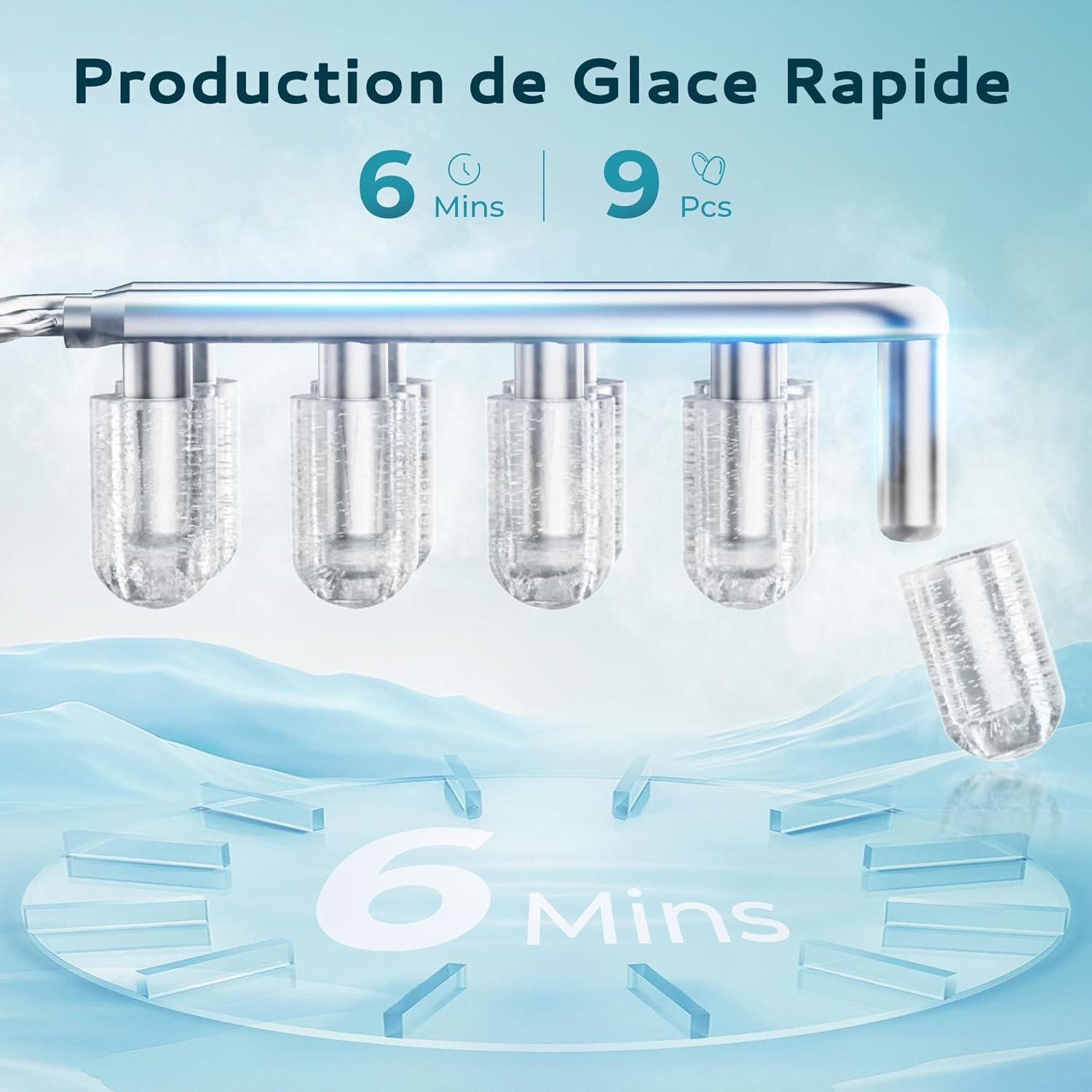 Macchina Ghiaccio 12kg/giorno, 2 Formati, Nero - immagine 2