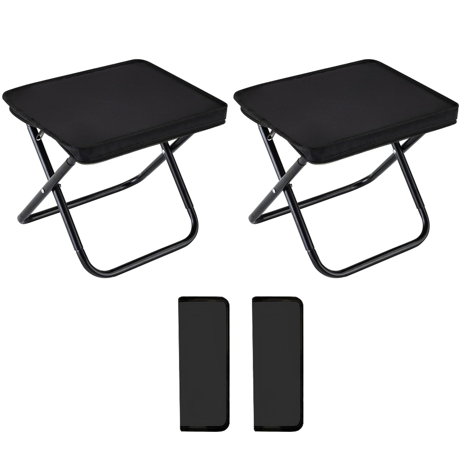 Sgabello Pieghevole Portatile 33cm Design 2 in 1, Nero