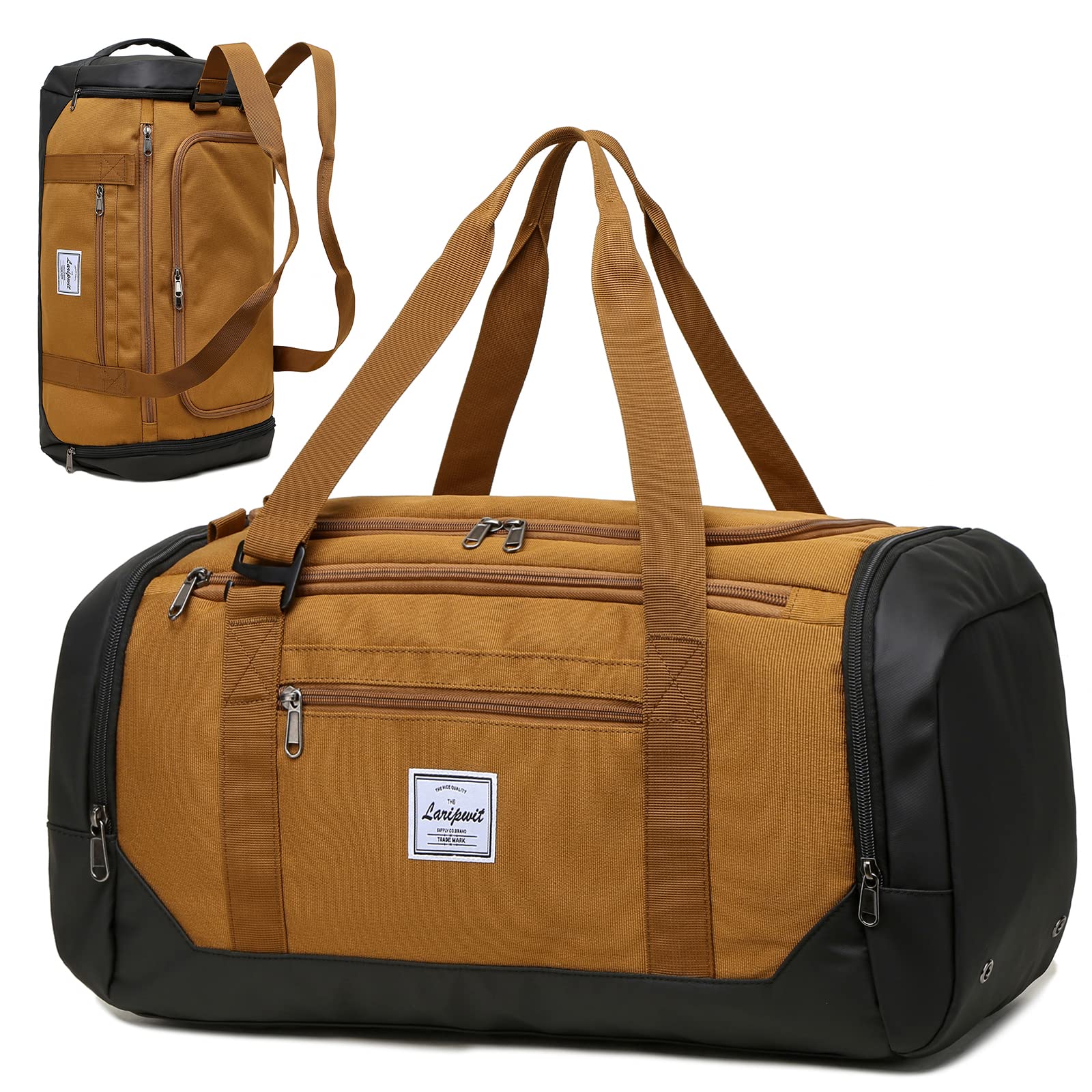 Laripwit Borsone da Viaggio Uomo 40L, Marrone
