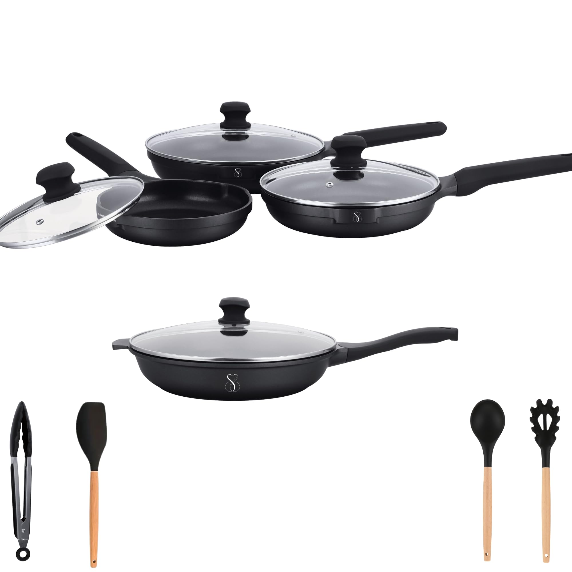 Stone&stone Set 4 Padelle Antiaderenti Induzione Gas