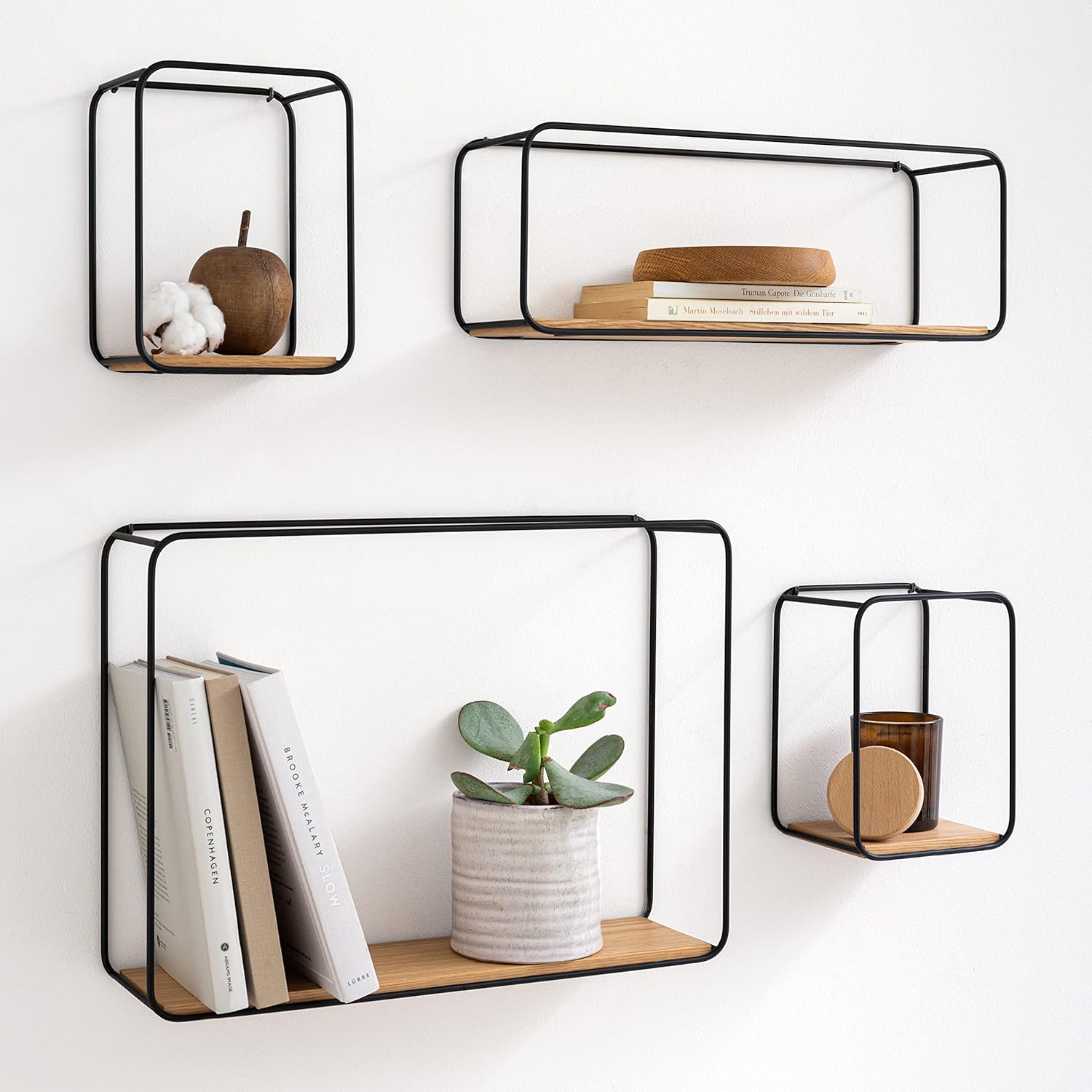 Kazai. Mensole da Muro Design -Jona- a 4 Parti, Quercia - immagine 1