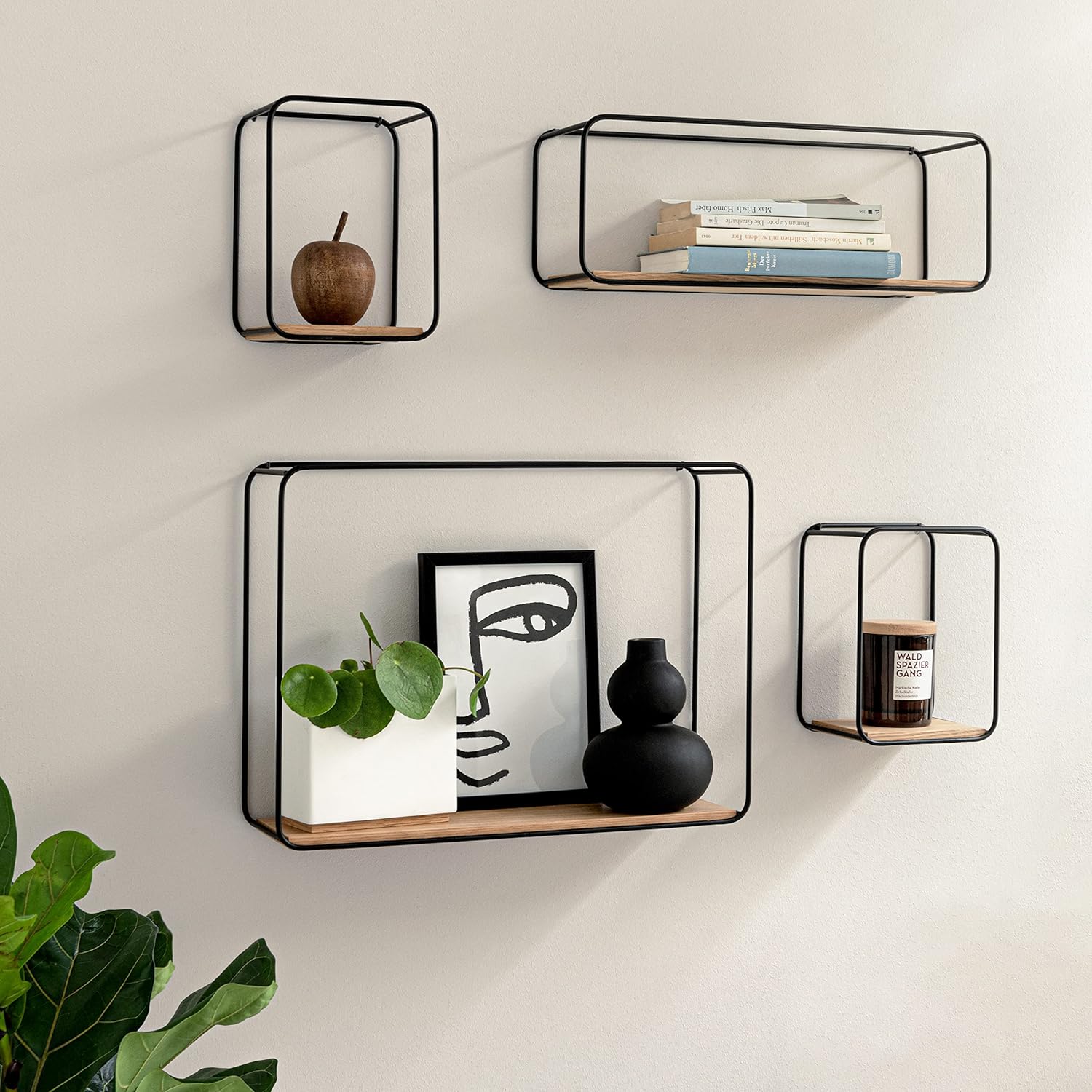 Kazai. Mensole da Muro Design -Jona- a 4 Parti, Quercia - immagine 2