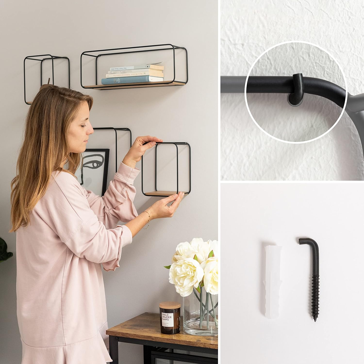 Kazai. Mensole da Muro Design -Jona- a 4 Parti, Quercia - immagine 5