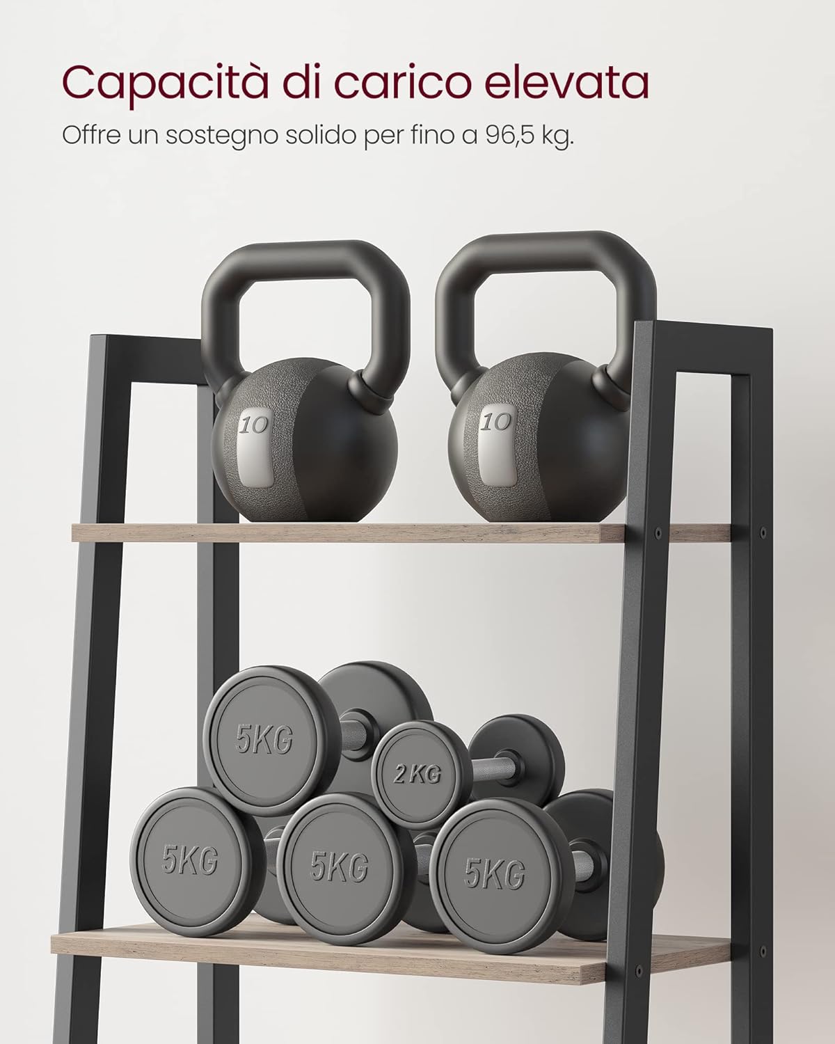 Vasagle Scaffale a scala a 4 livelli, greige e nero - immagine 7