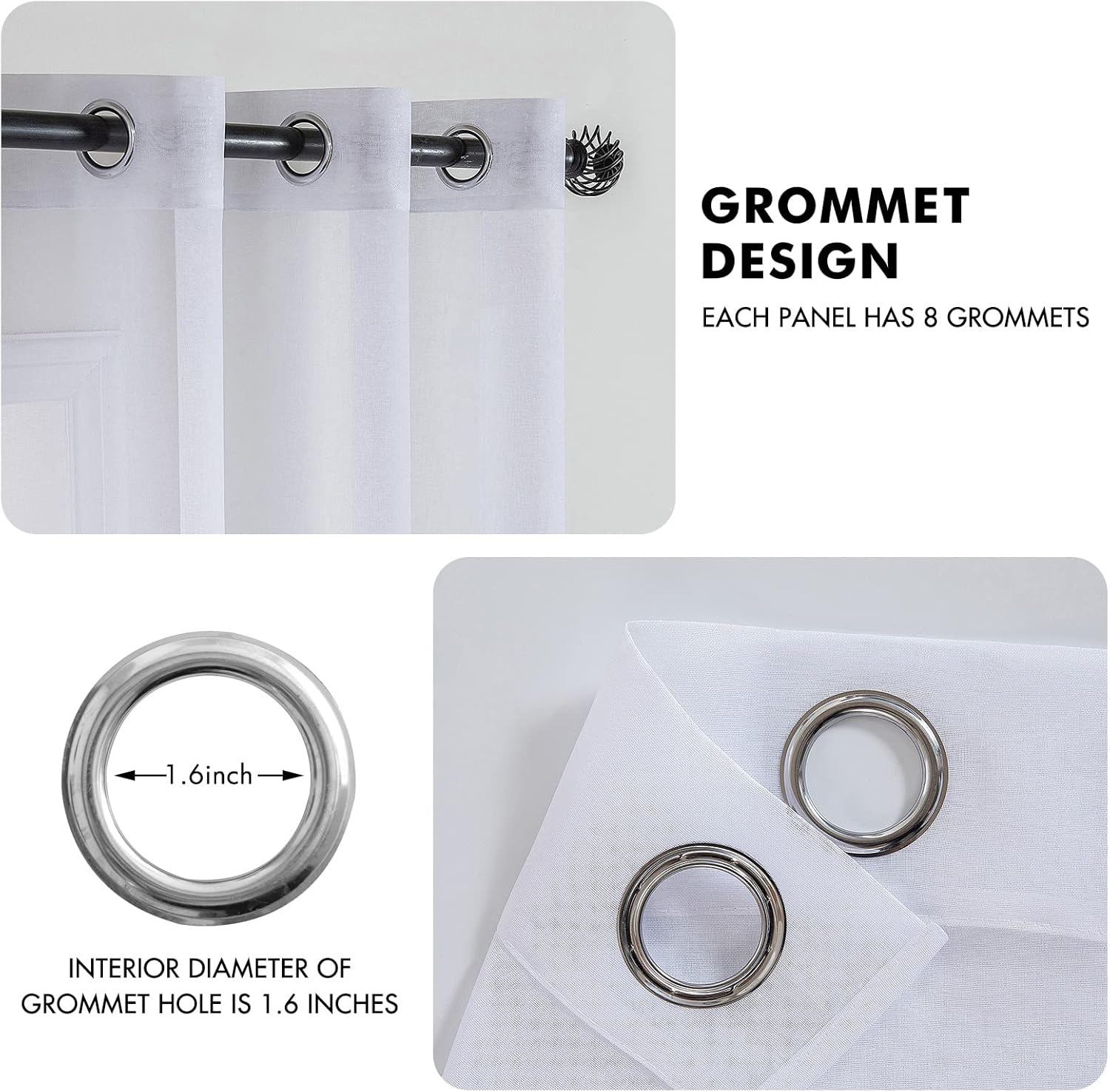 Miulee Tende Trasparenti in Voile con Occhielli - immagine 3