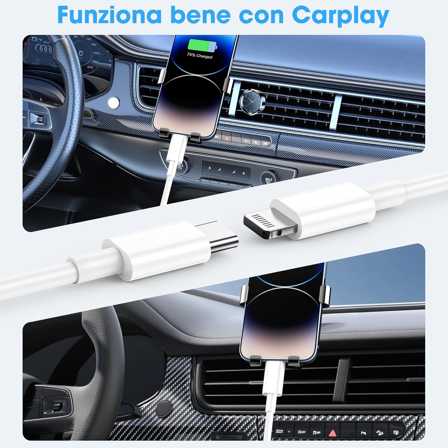 Cavo IPhone USB C Lightning di Ricarica Rapida (2 Pezzi 1M) - immagine 3