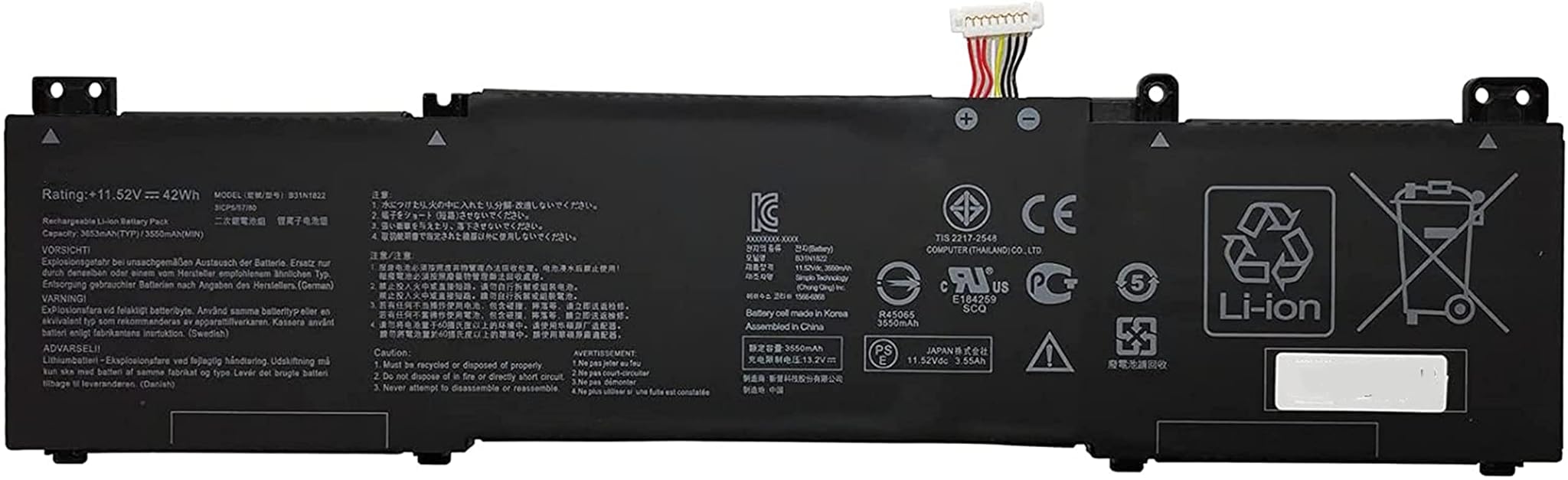 Askc B31N1822 Batteria Laptop 42Wh per Asus ZenBook Flip 14