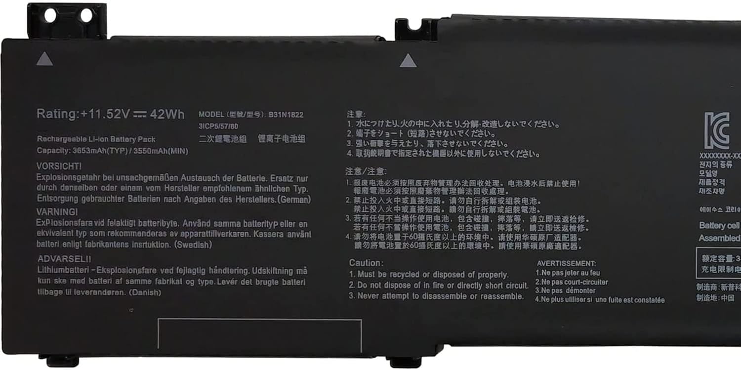 Askc B31N1822 Batteria Laptop 42Wh per Asus ZenBook Flip 14 - immagine 2