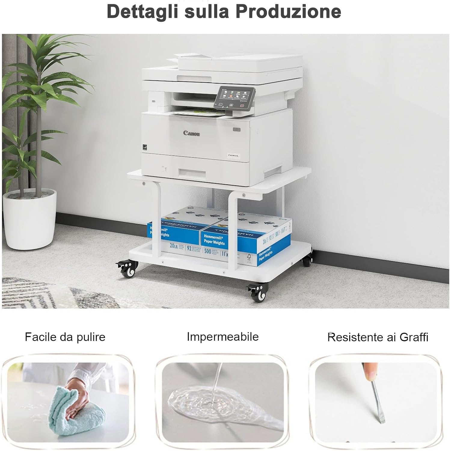 Puncia Supporto Stampante Mobile 2 Livelli 60x50x38CM - immagine 5