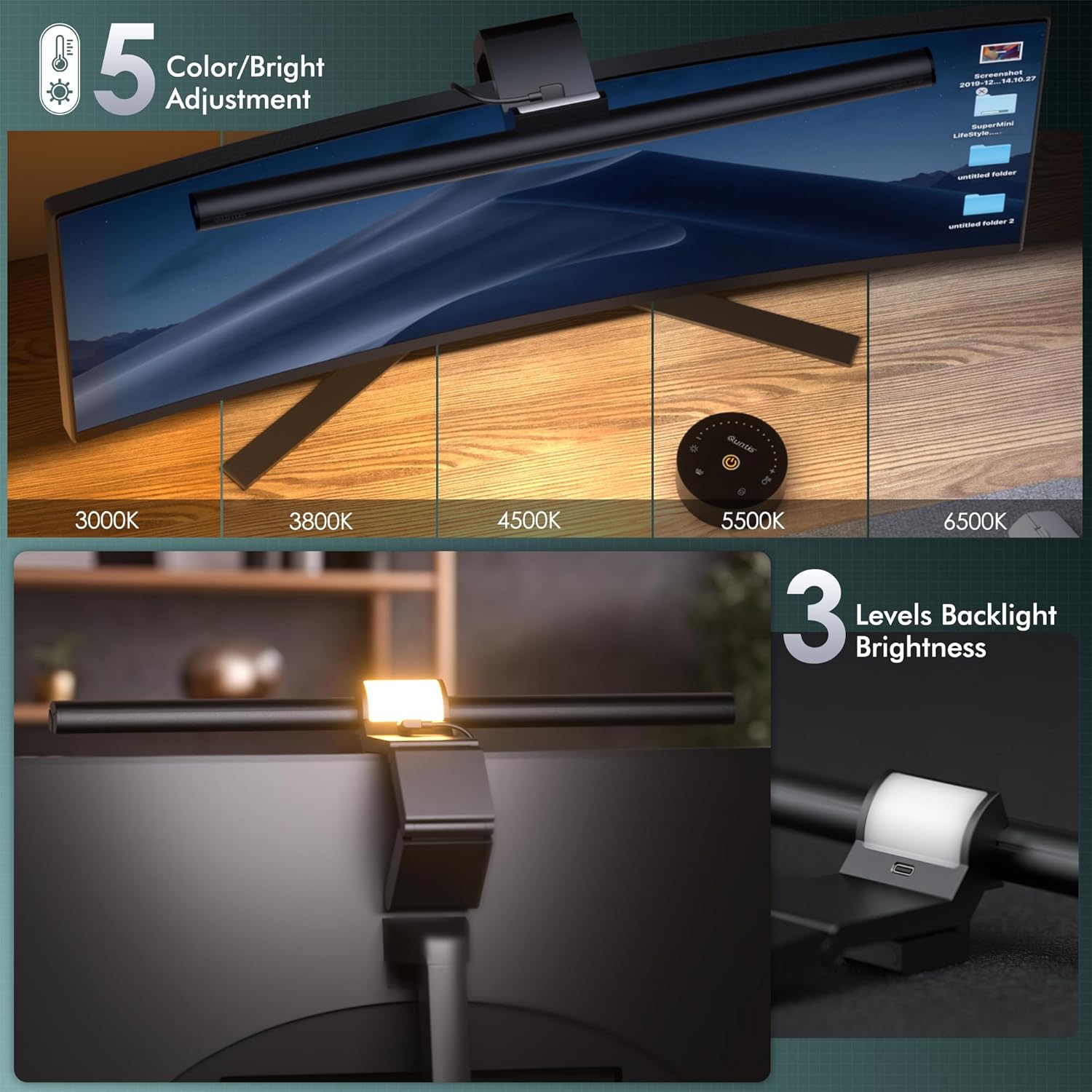 Quntis USB Lampada da Monitor con Telecomando 42,5CM - immagine 4