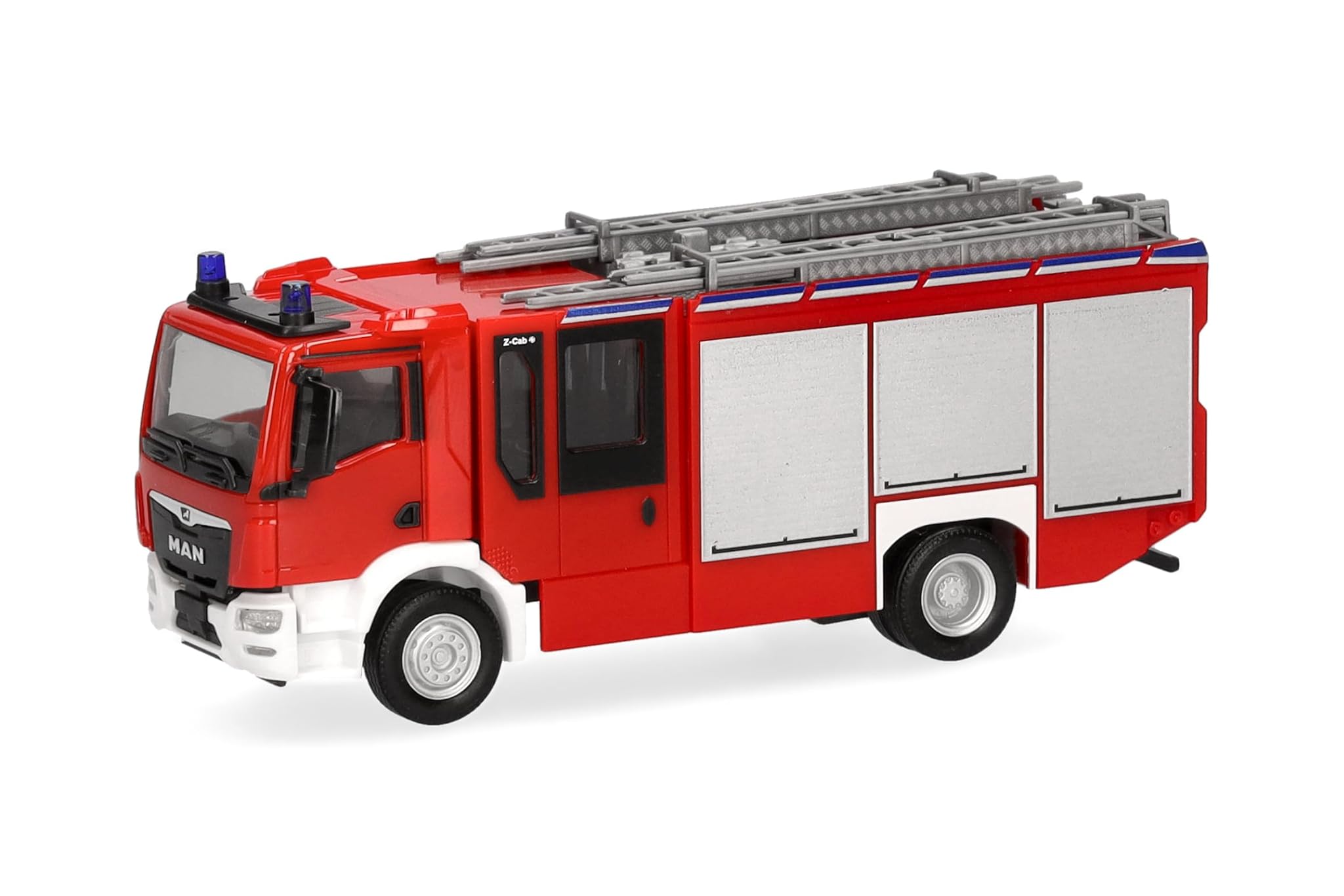 Herpa camion in miniatura MAN TGM CC Z-Cab "Vigili del fuoco", miniatura in scala 1:87, pezzo da collezione, Made in Germany, plastica