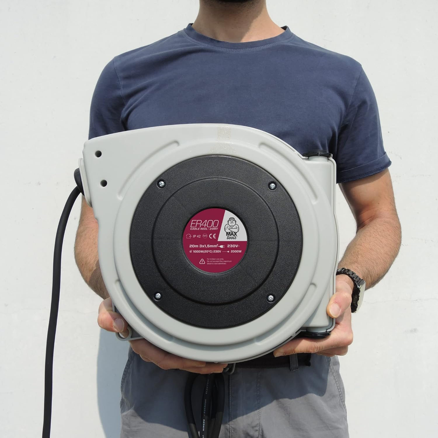 Maxtools ER400 Avvolgicavo Professionale 20 Metri - immagine 2