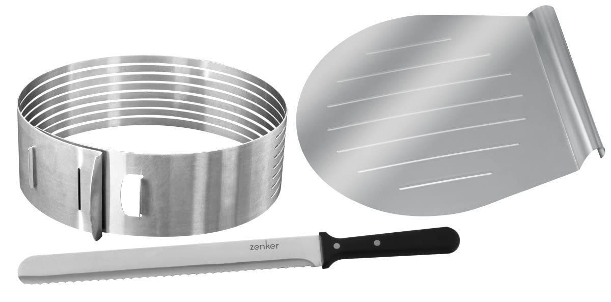 Zenker Set Decorazione Torte 3 Pezzi Ø 26/28 cm, Argento