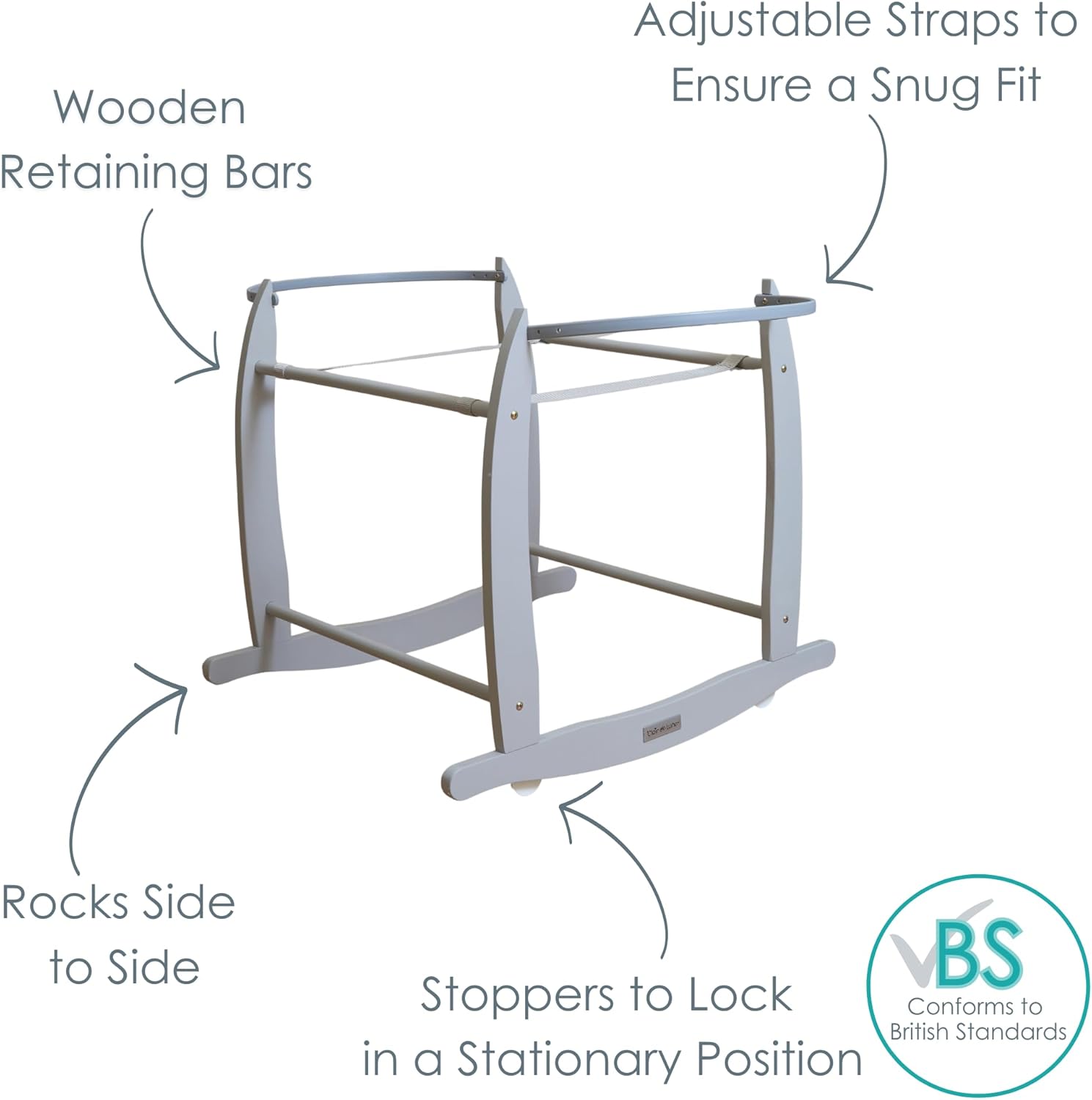 Clair de Lune Supporto a dondolo deluxe grigio per culla - immagine 4
