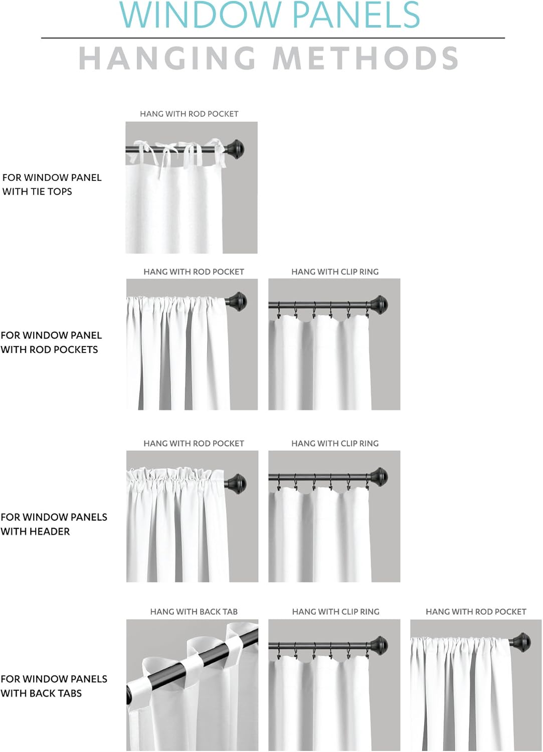 Lush Decor Montego Set Tende a Righe, Nero 84” x 52” - immagine 6