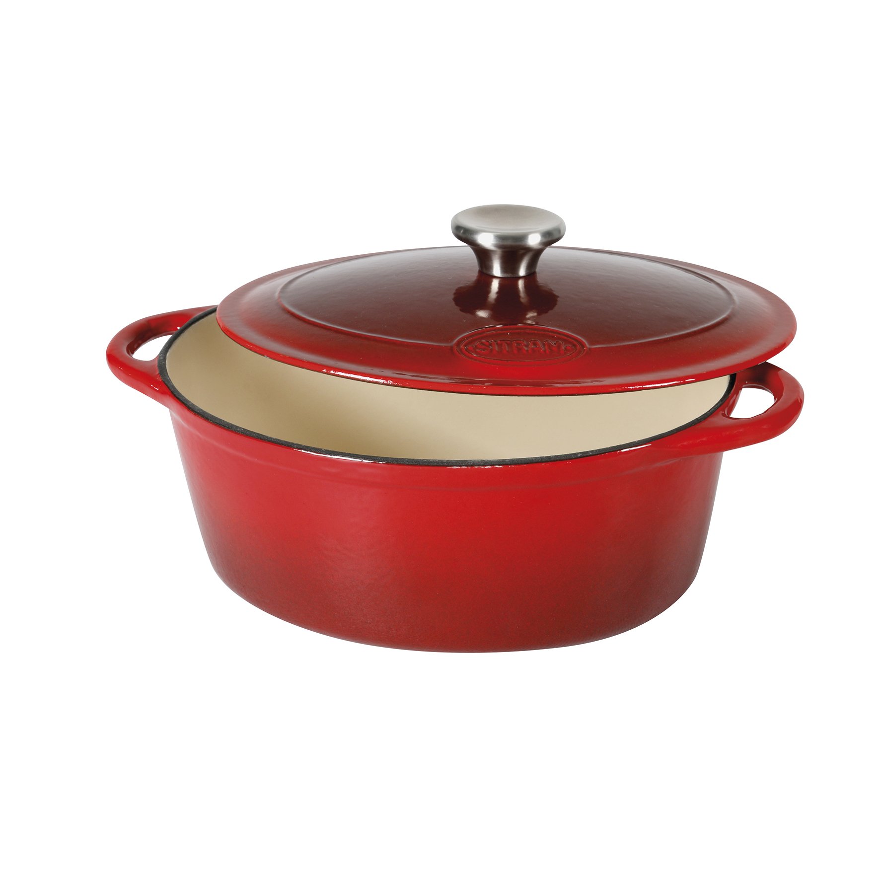 Sitram 710840 - Casseruola in ghisa, Colore rosso e panna, 33 x 25 x 13.5 cm