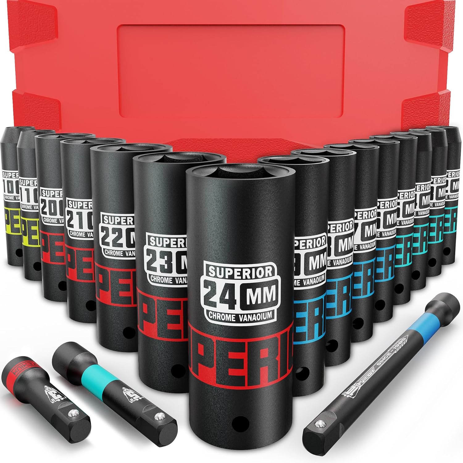 Kirxst Set Bussole a Impatto 1/2", 18 pezzi - immagine 1