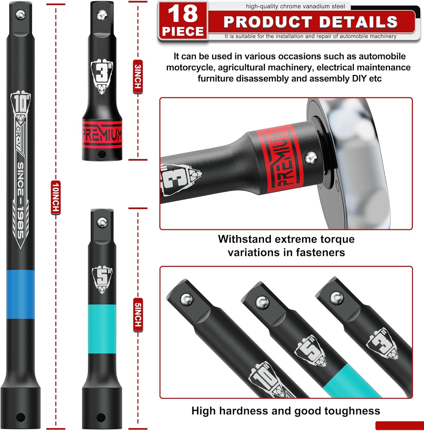 Kirxst Set Bussole a Impatto 1/2", 18 pezzi - immagine 3