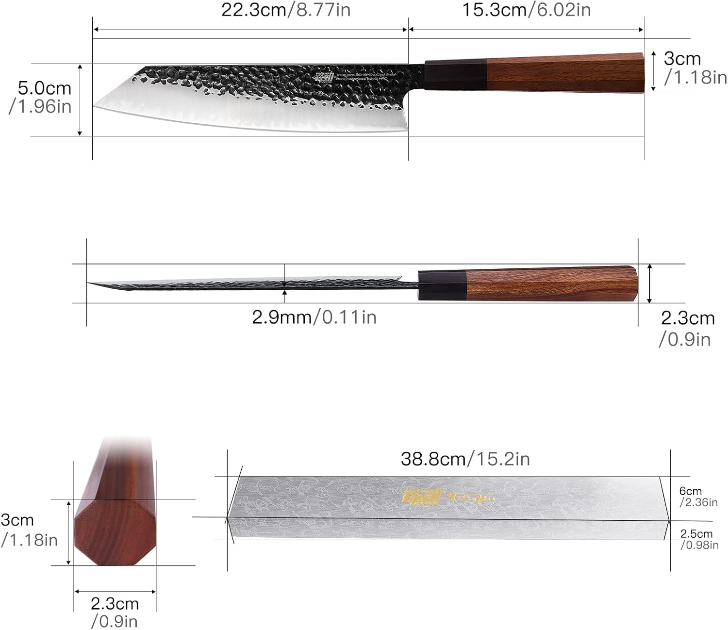 Findking Coltello Giapponese Kiritsuke 9 pollici - immagine 4