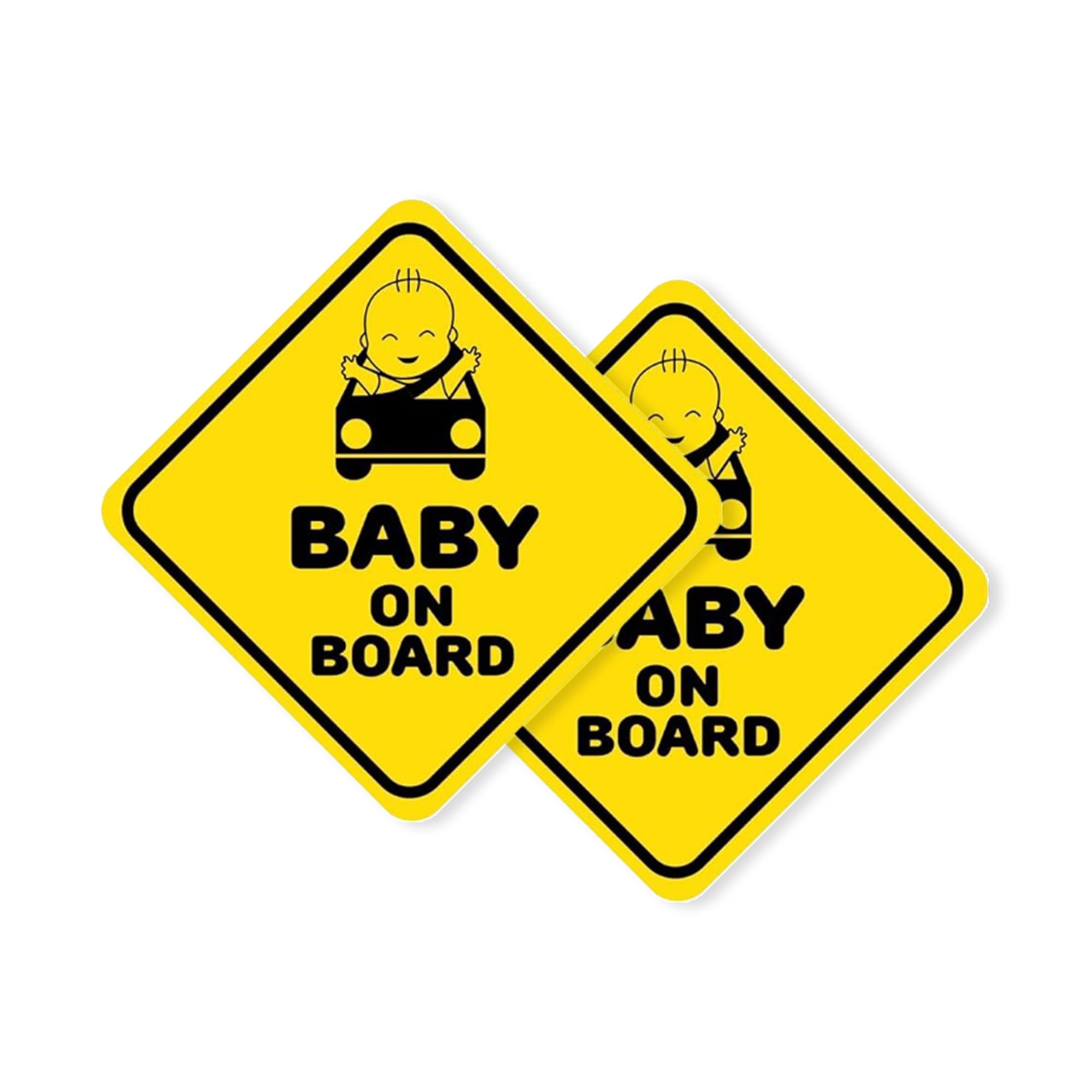 Autodomy Pack 2 Unità Baby on Board Adesivo Auto 10x10 cm | Baby a Bordo per Auto Uso Interno Resistente Pioggia e UV | Bimbo a Bordo per Tutti i Tipi di Veicoli (Uso esterno)