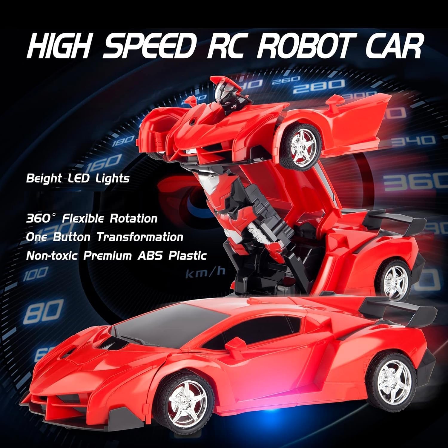 Auto Telecomandata Robot Trasformabile con Luci LED - immagine 2