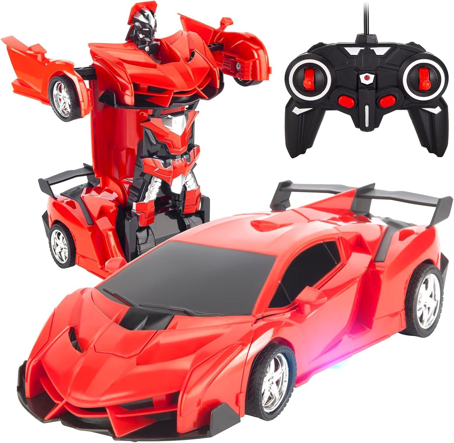 Auto Telecomandata Robot Trasformabile con Luci LED - immagine 3