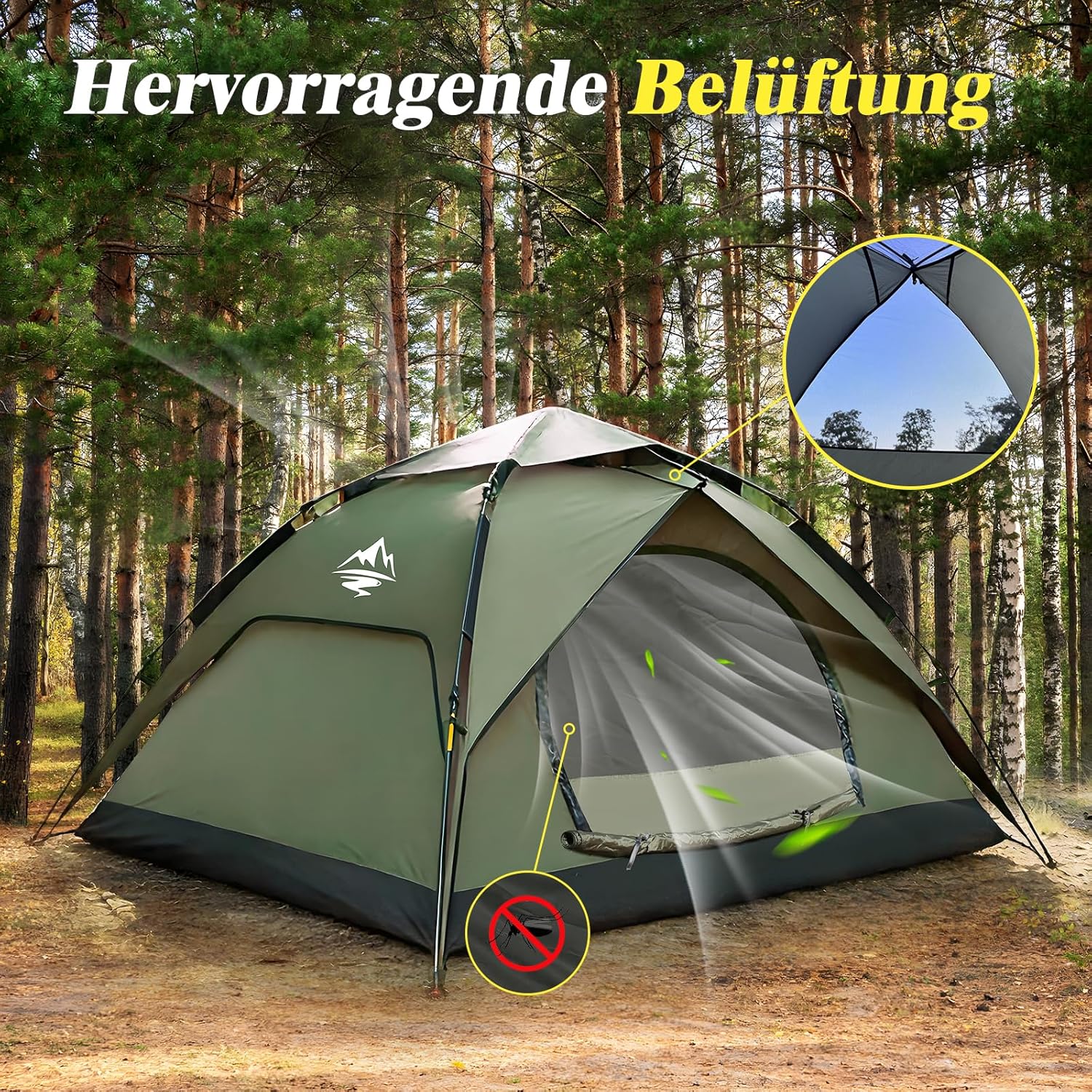 Tenda da Campeggio Automatica Istantanea 2-3 Persone - immagine 6