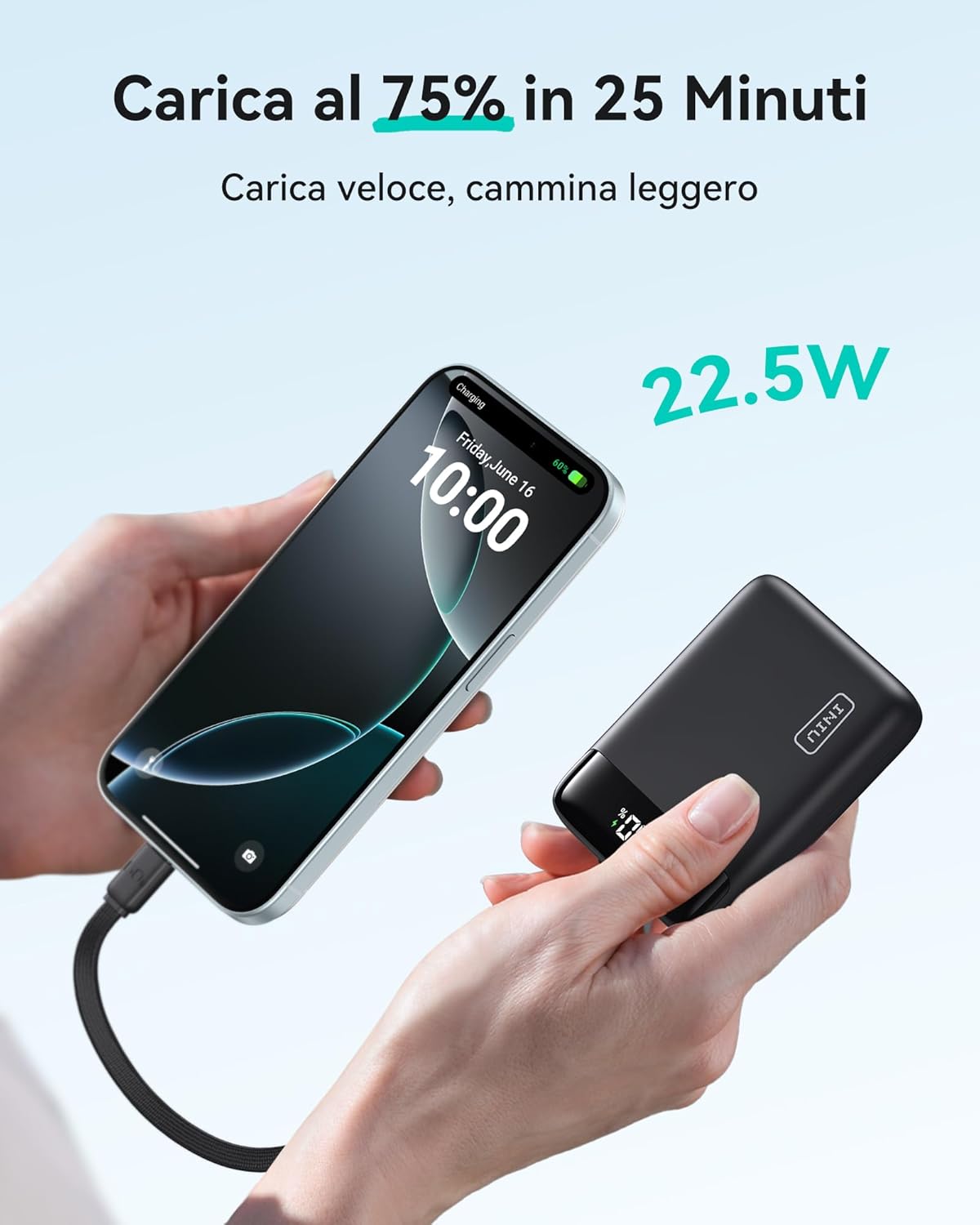 Iniu Power Bank 20000mAh 22,5W PD, Verde - immagine 3