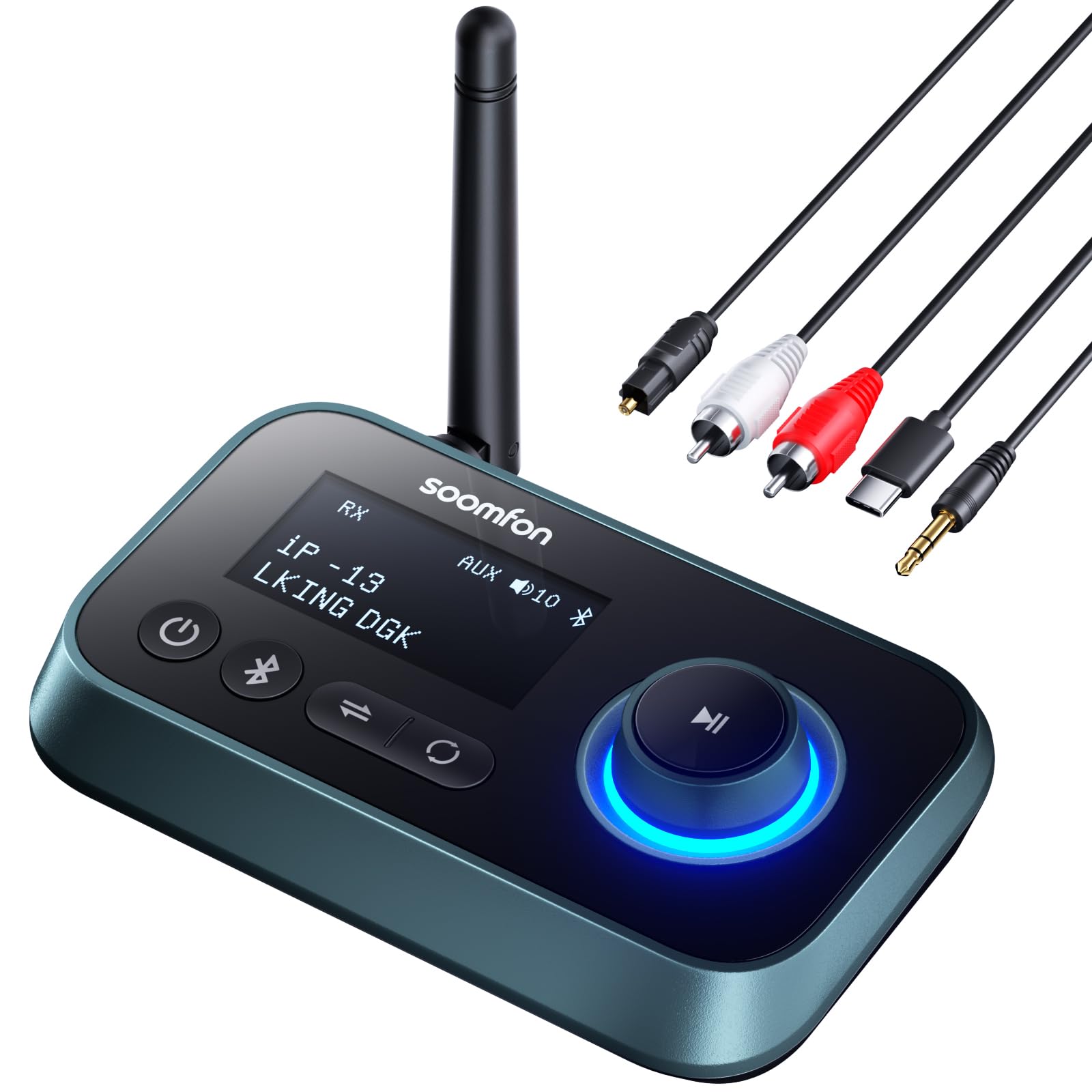 Soomfon Adattatore Audio Bluetooth 5.0 con LCD Display