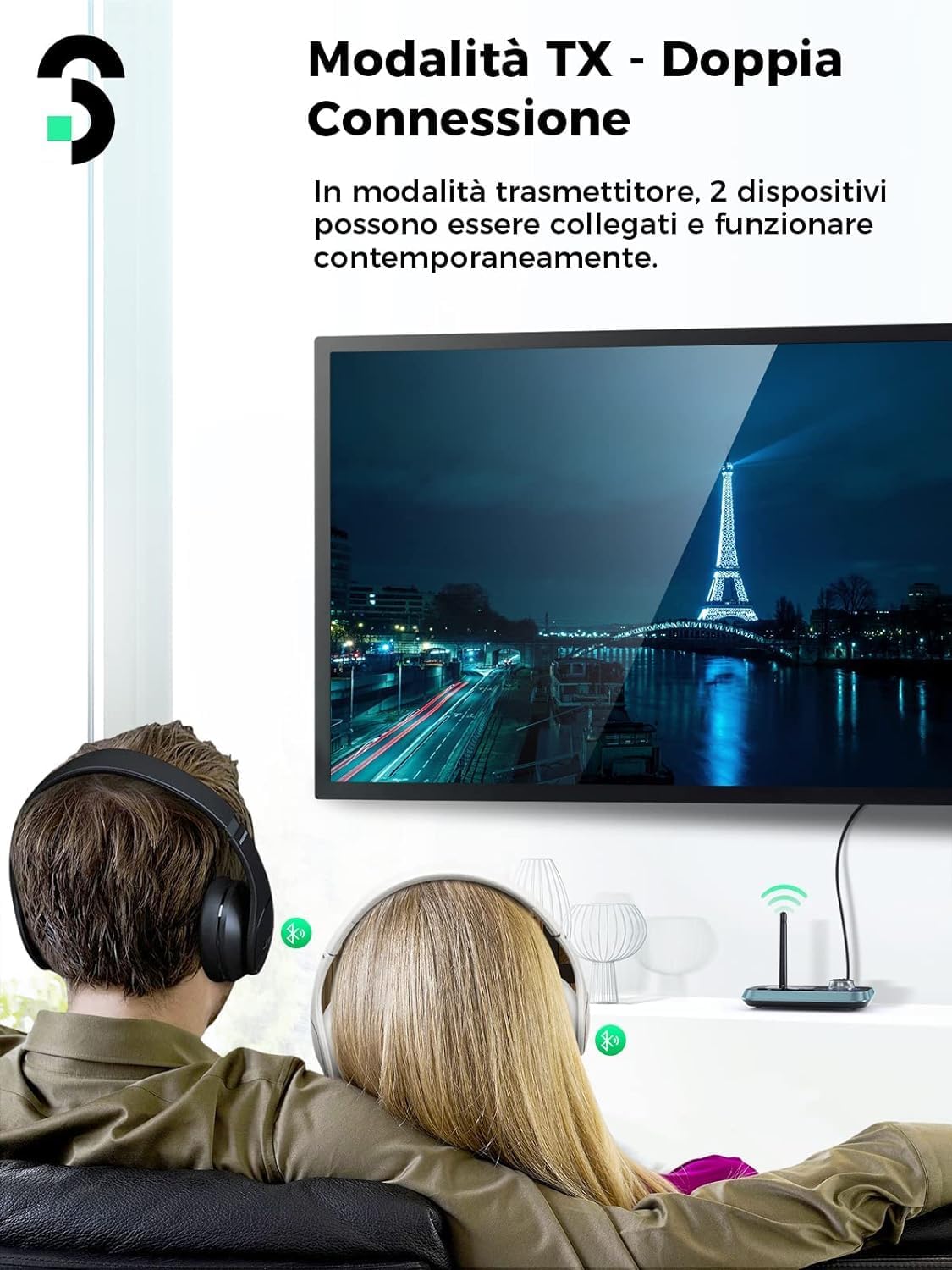 Soomfon Adattatore Audio Bluetooth 5.0 con LCD Display - immagine 3