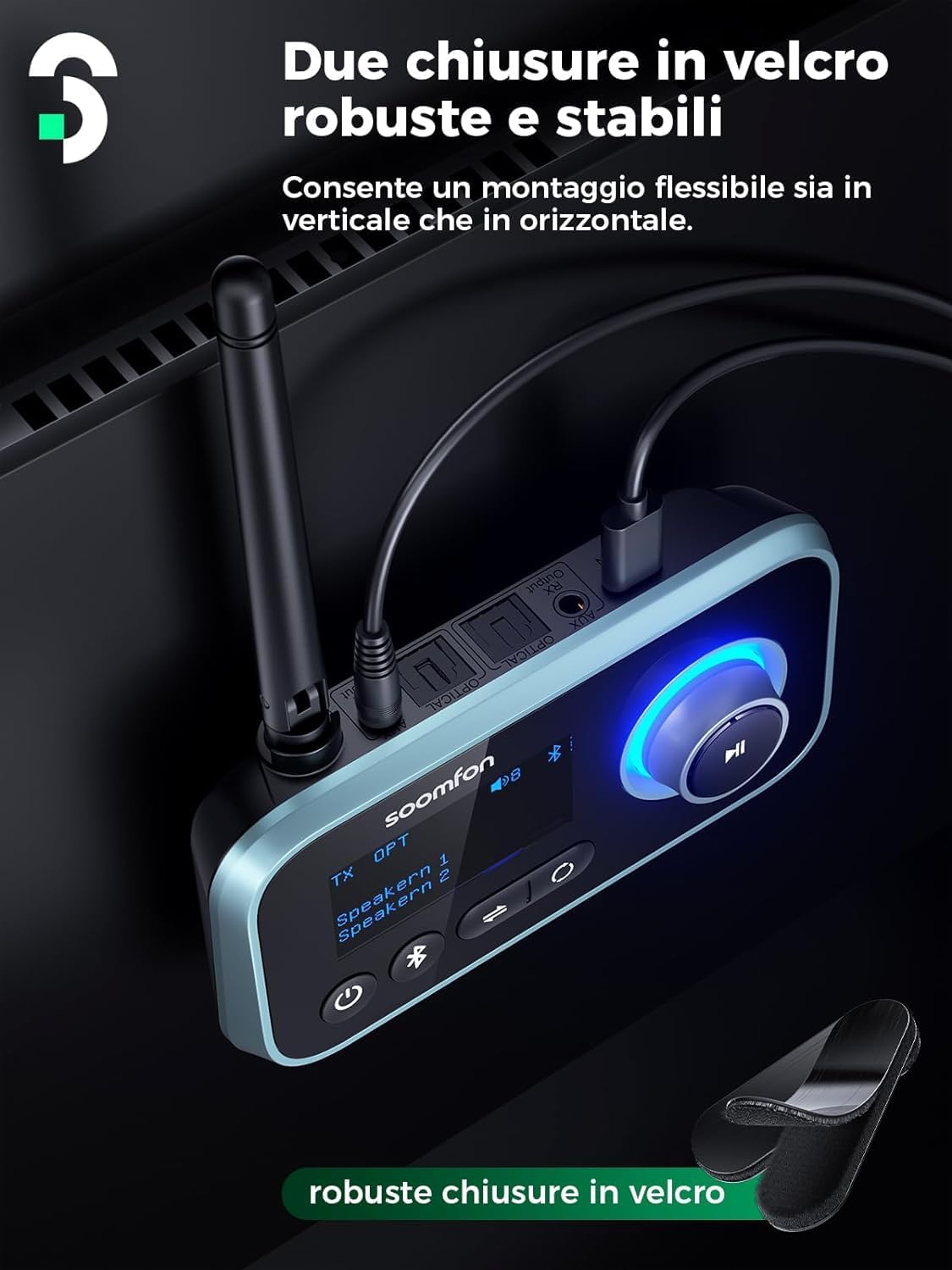 Soomfon Adattatore Audio Bluetooth 5.0 con LCD Display - immagine 4