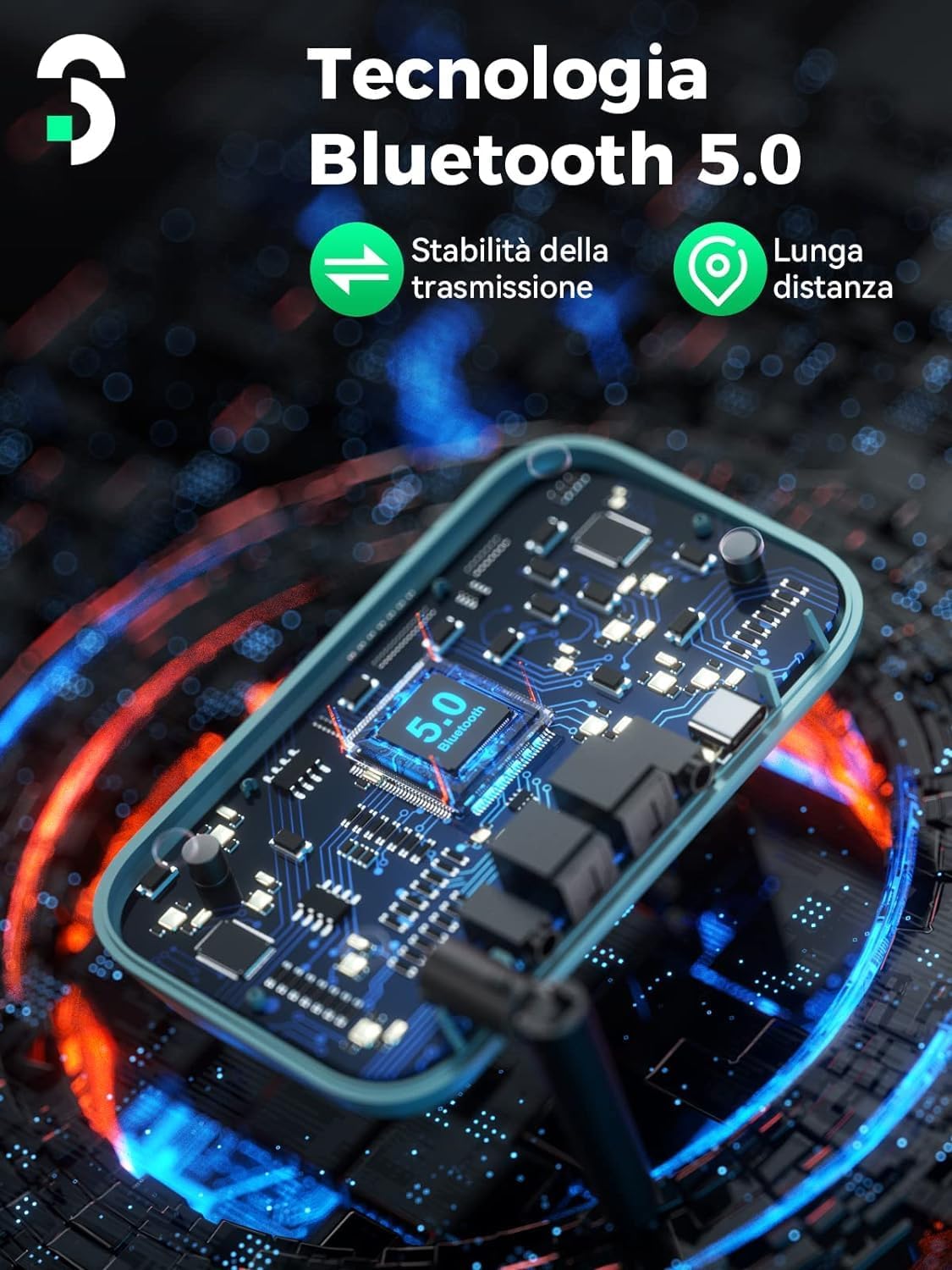 Soomfon Adattatore Audio Bluetooth 5.0 con LCD Display - immagine 7