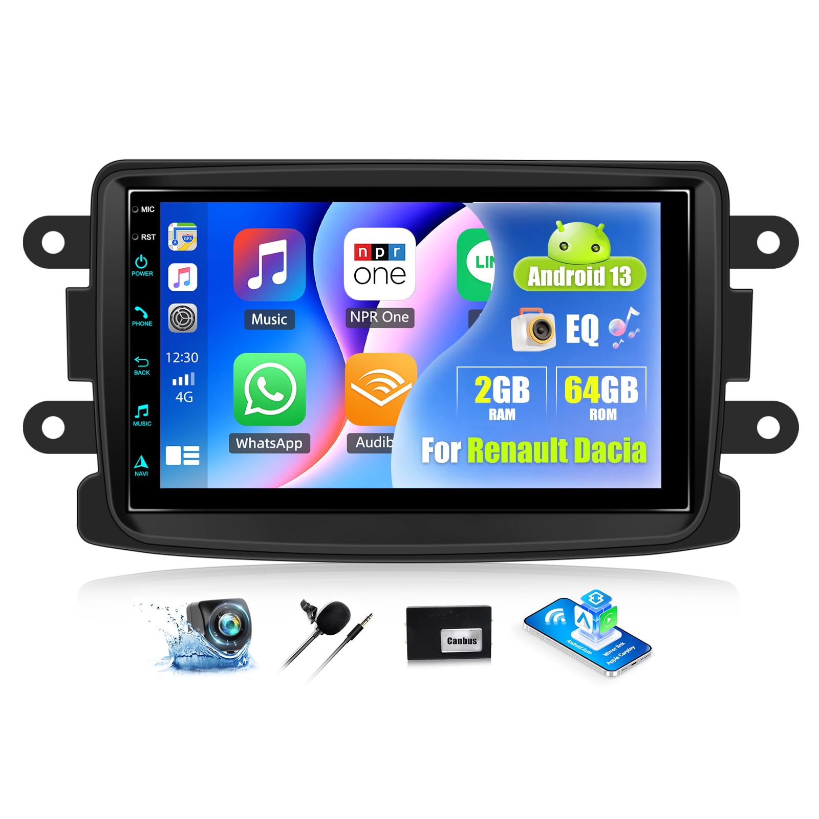 Oiliehu Autoradio Android 13 per Renault Dacia 7''
