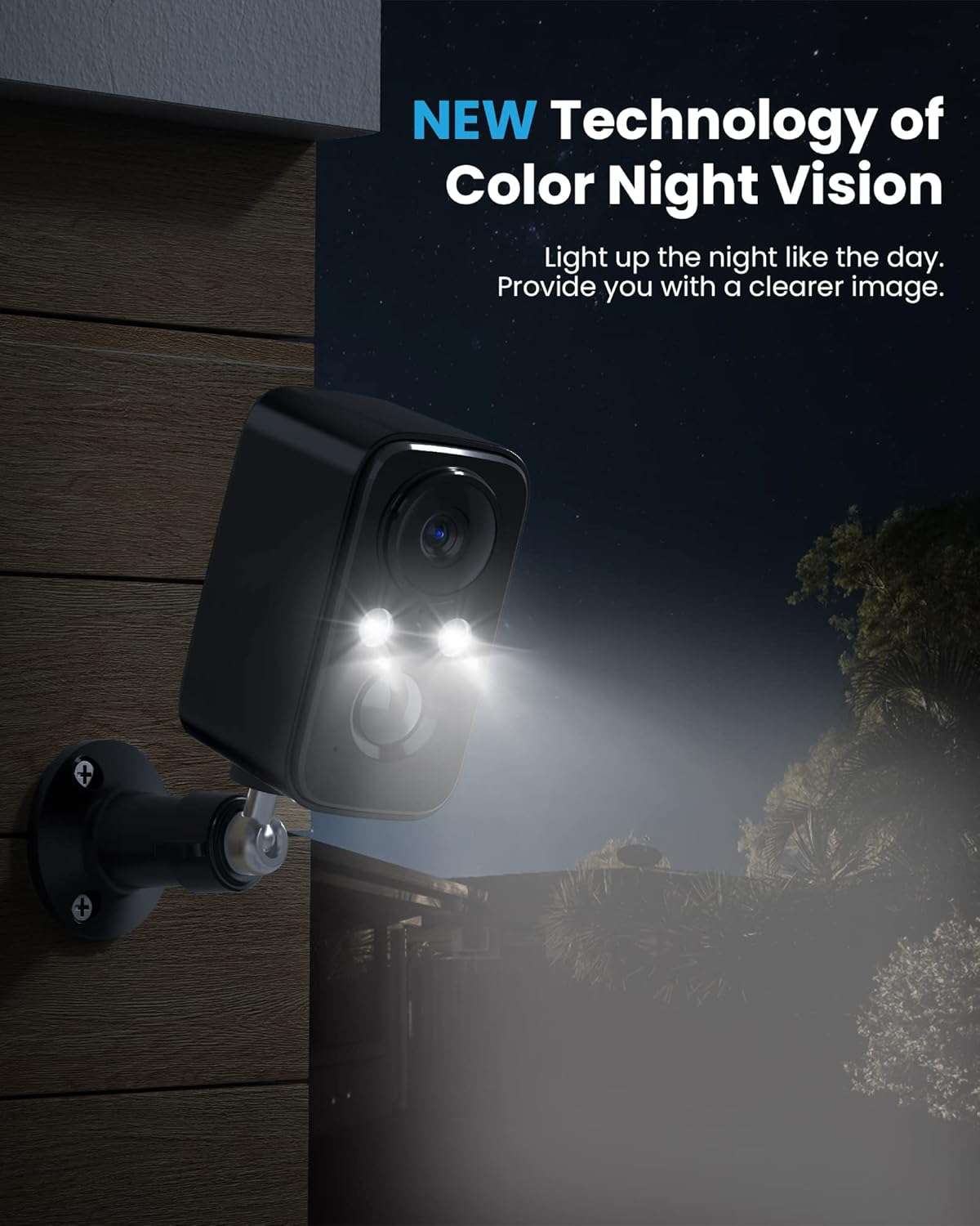 Foaood Telecamera Wi-Fi Esterno Solare IP66, Nera - immagine 3