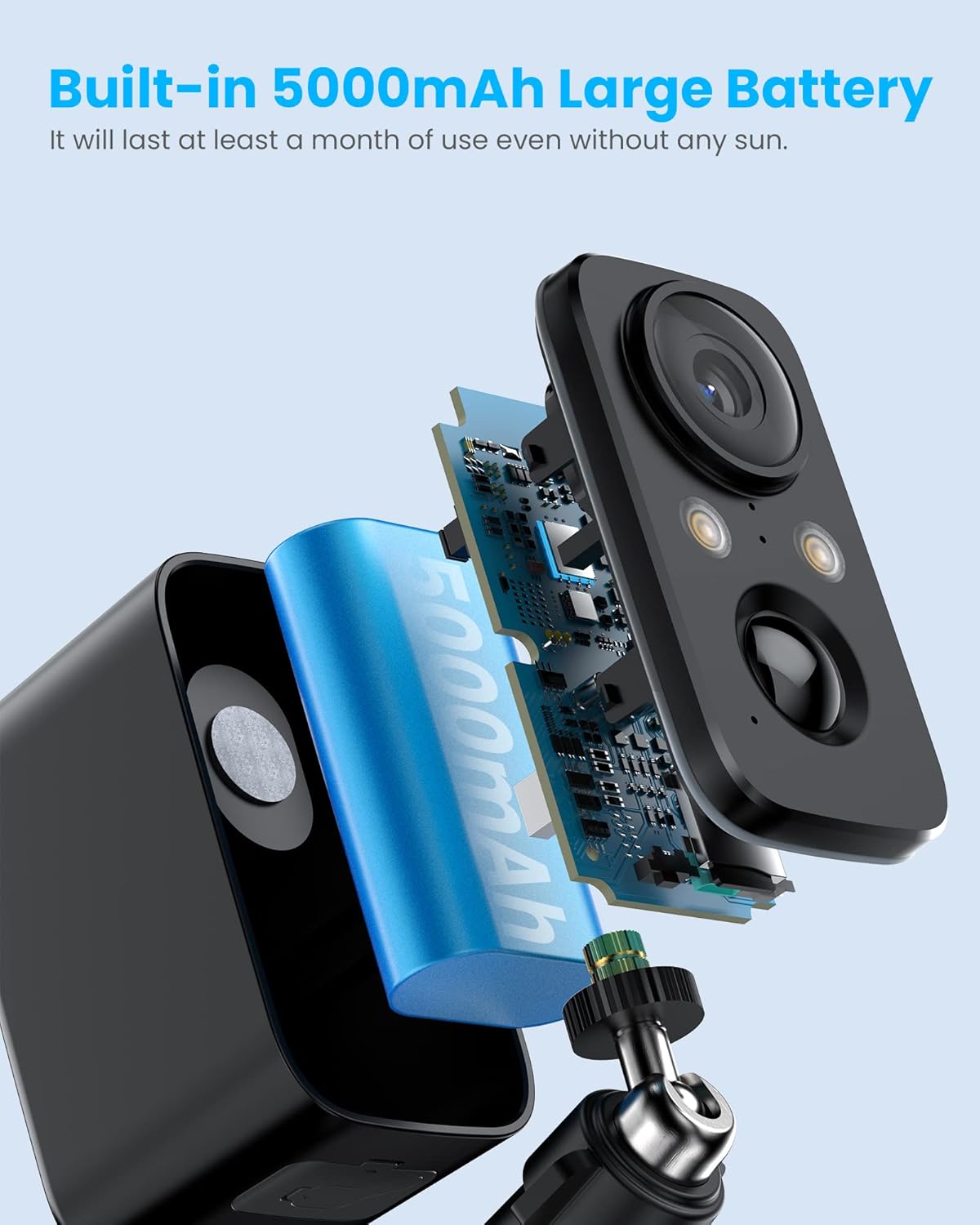 Foaood Telecamera Wi-Fi Esterno Solare IP66, Nera - immagine 6