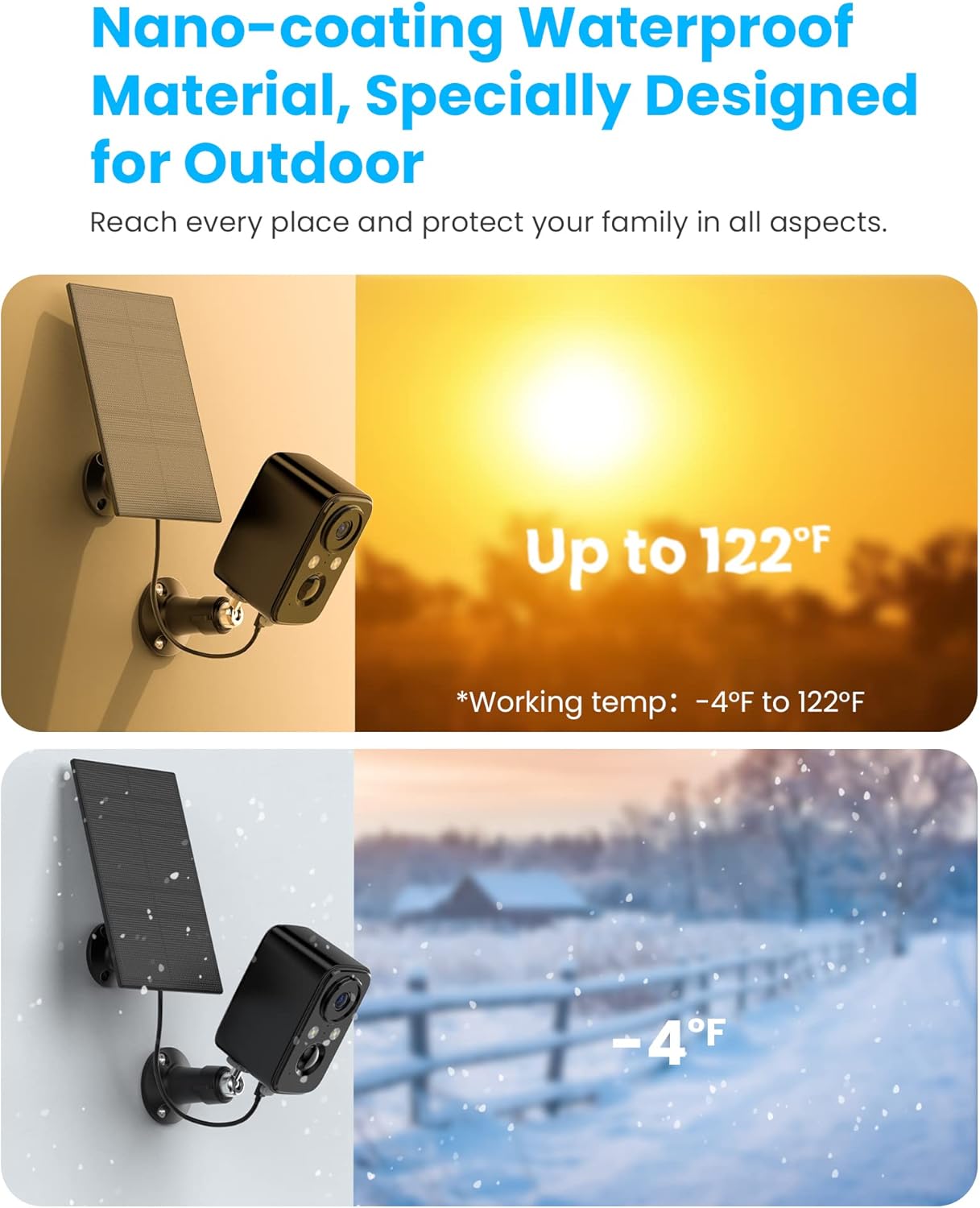 Foaood Telecamera Wi-Fi Esterno Solare IP66, Nera - immagine 7