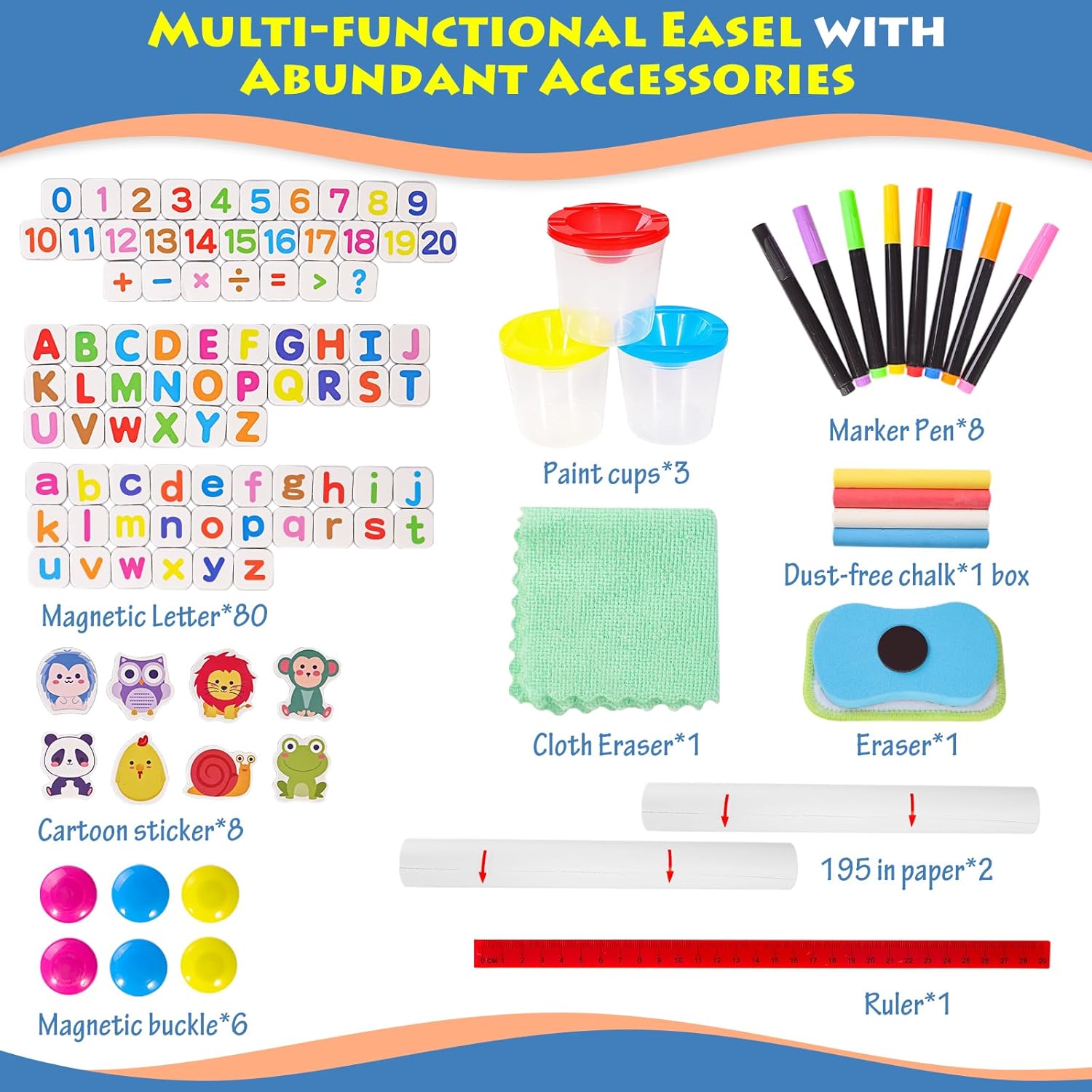 Lavagna per bambini in legno con porta rotolo di carta - immagine 2