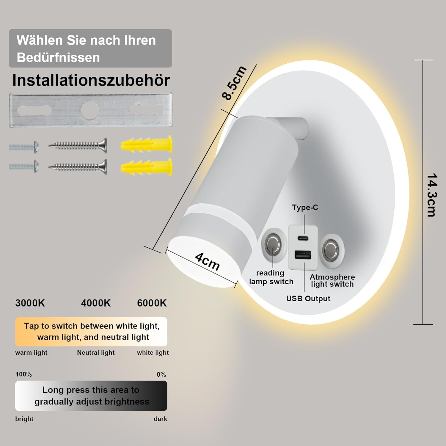 Huizhou Lampada da Lettura a Parete LED Touch Control - immagine 5