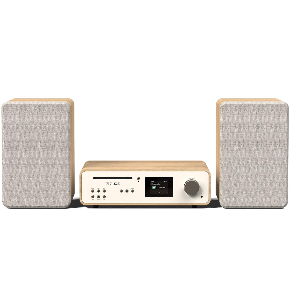 Pure Classic Stereo HiFi Music System 100W, Bianco/Quercia