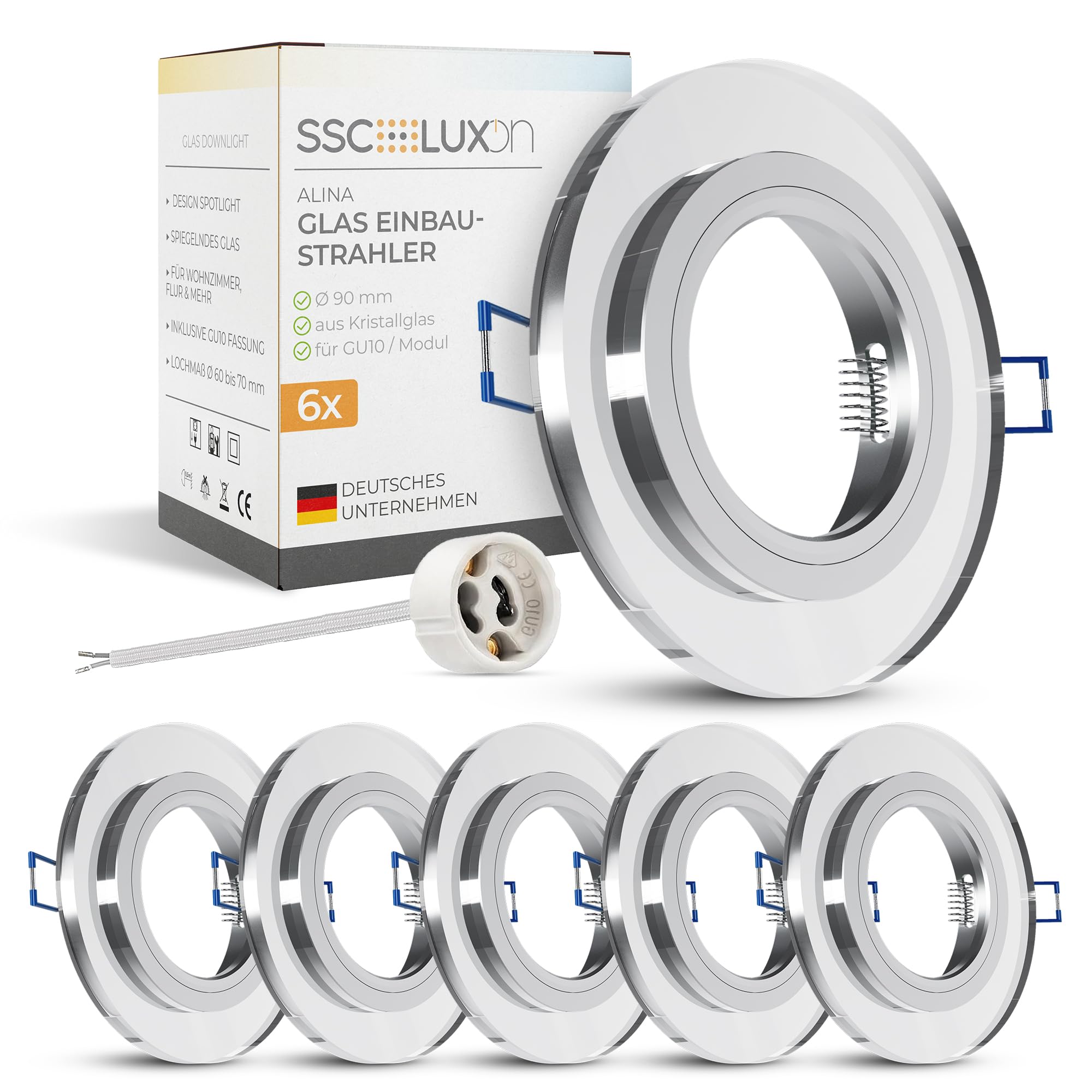 Ssc-luxon 6 Faretti da Incasso in Vetro Rotondi