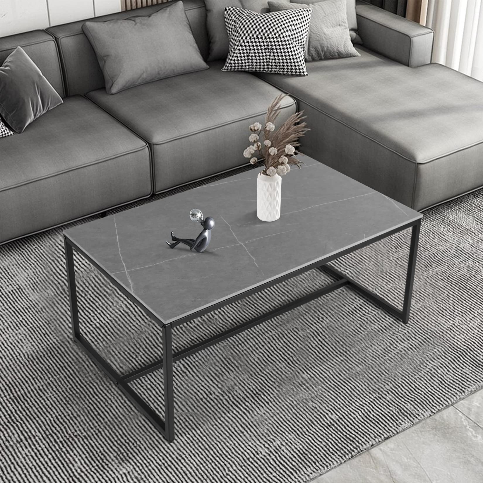 Fativo Tavolino da Salotto Marmo Grigio 100x60x41cm
