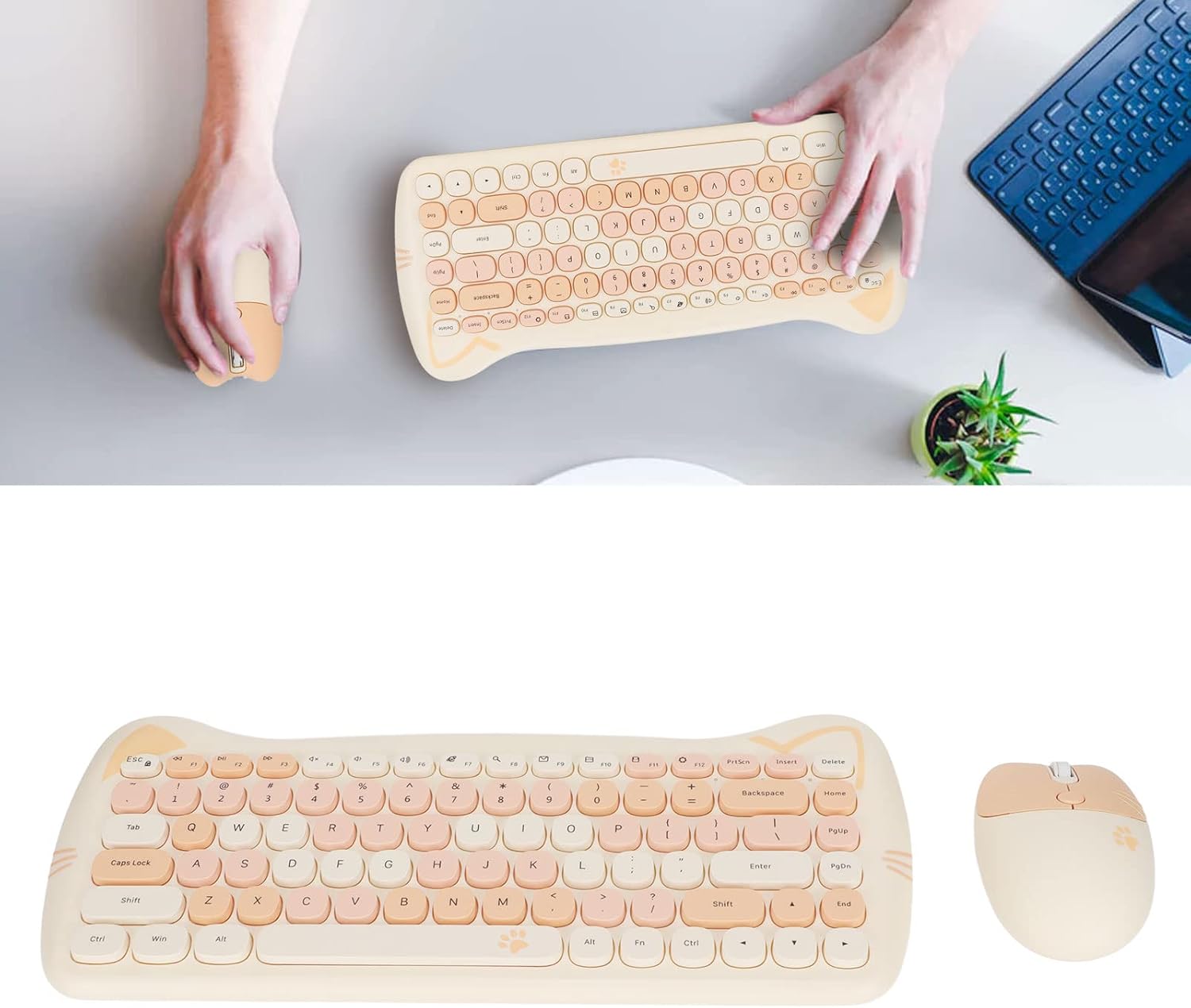 Tastiera Wireless Mouse Combo 2.4G Cute Cat - immagine 5